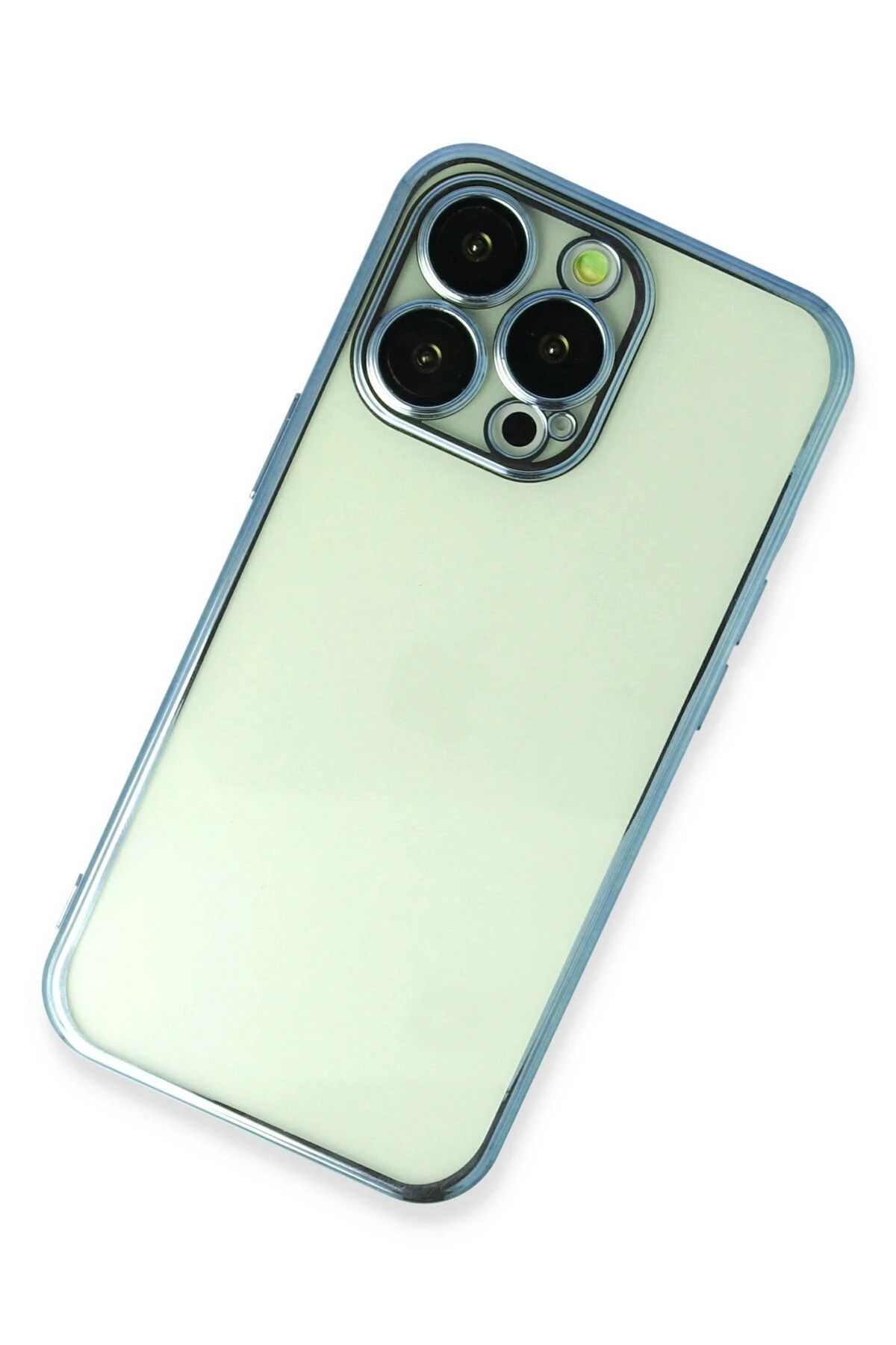 NewFace iPhone 13 Pro Kılıf Lensli Silikon - Açık Mavi BSTMY