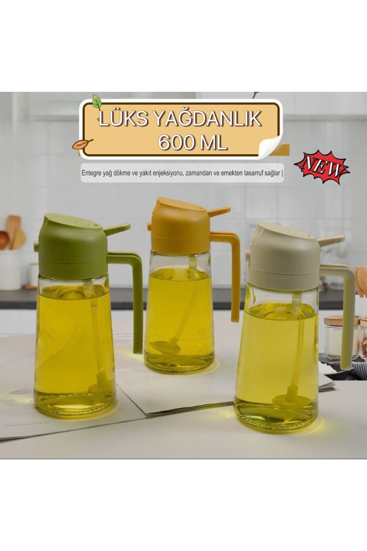 KUNFLEX-Double Function Large Size 600 ml Glass Sprayed Oil Pot 3