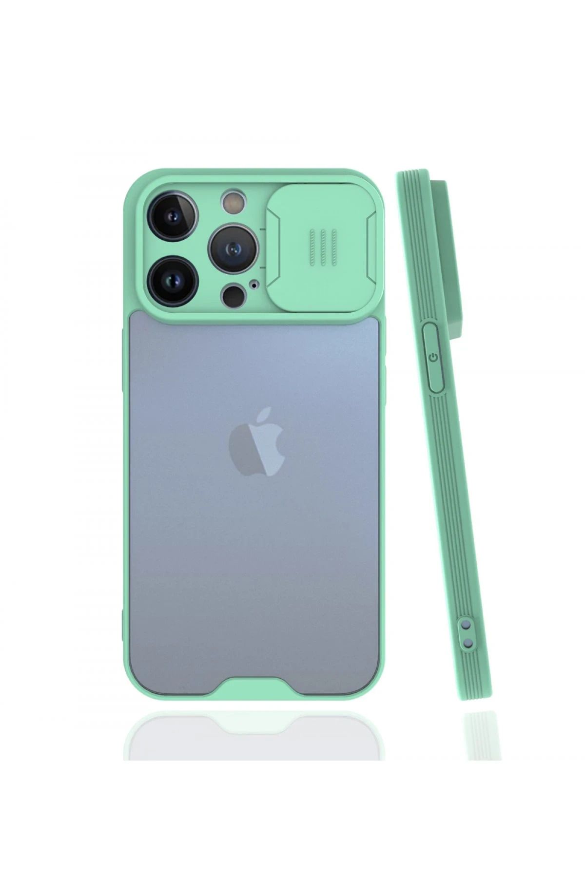 NewFace iPhone 13 Pro Max Kılıf Platin Kamera Koruma Silikon - Açık Yeşil BSTMY