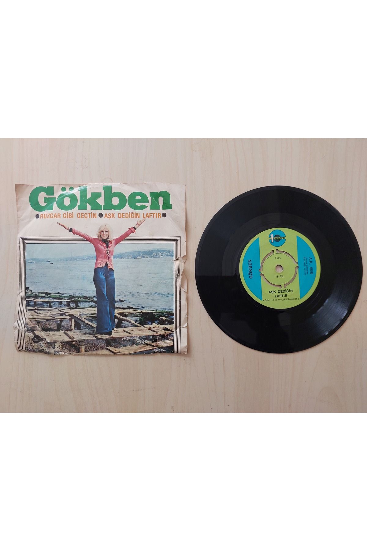 Plakperest Gökben – Rüzgar Gibi Geçtin / Aşk Dediğin Laftır - 1975 Türkiye Basım 45 lik Plak-2.el
