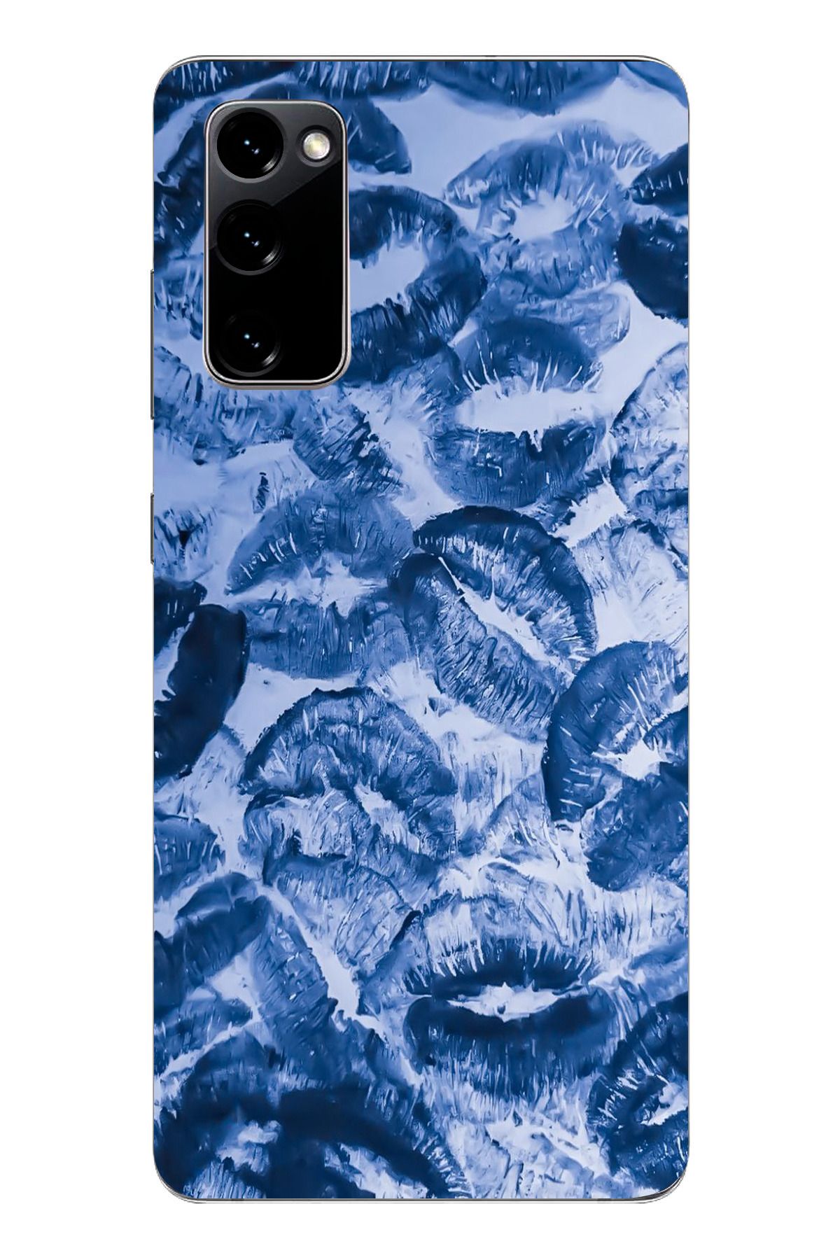 moonset Samsung Galaxy S20 FE Uyumlu Mavi Dudaklar Tasarımlı Baskılı Şeffaf Telefon Kılıfı