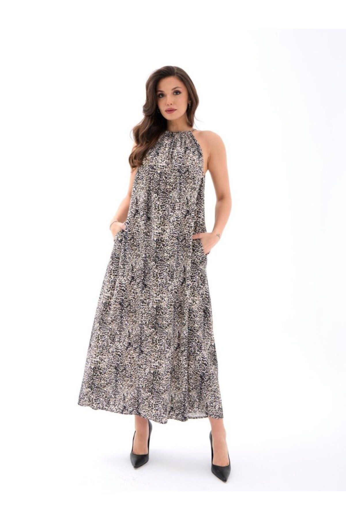 ARUZ MODA 7438 ELBİSE-SİYAH