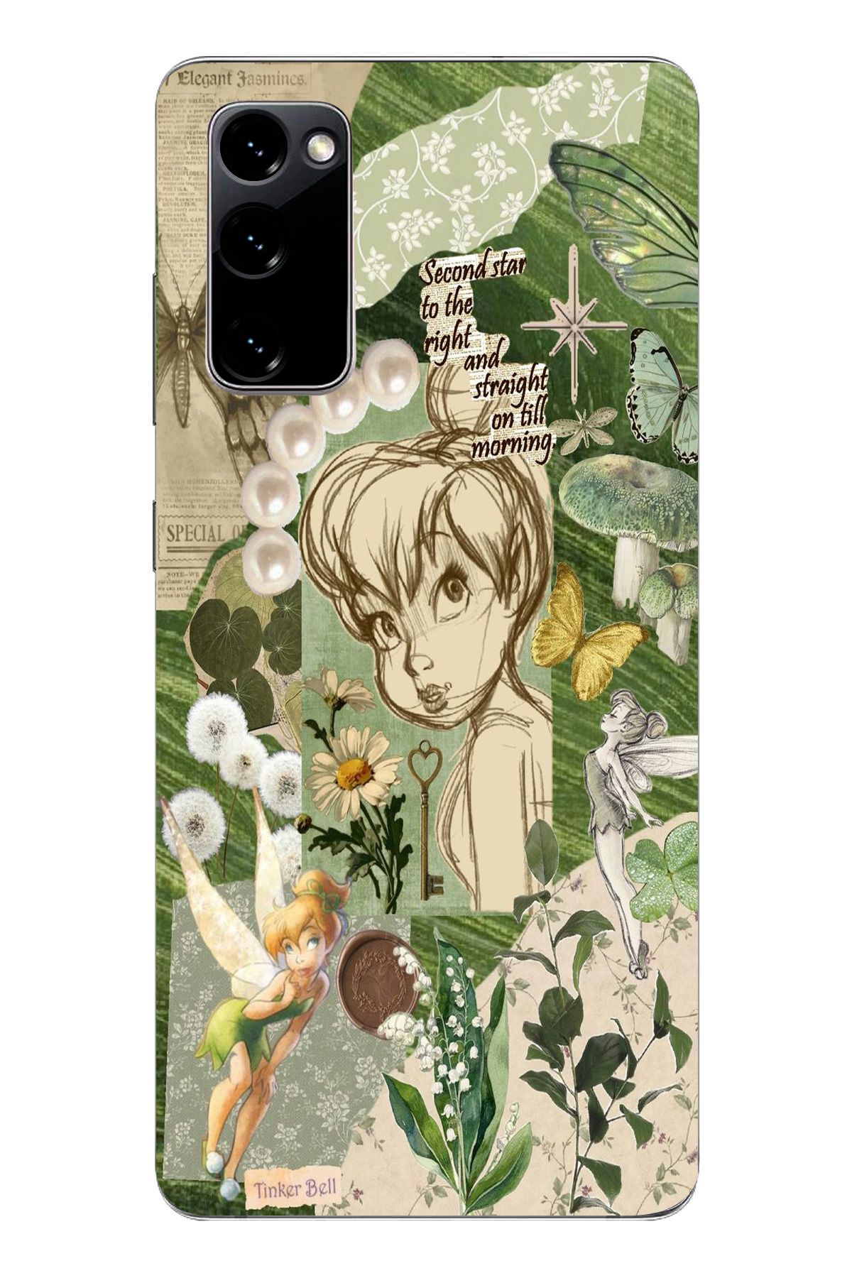 moonset Samsung Galaxy S20 FE Uyumlu Tinker Bell Tasarımlı Baskılı Şeffaf Telefon Kılıfı