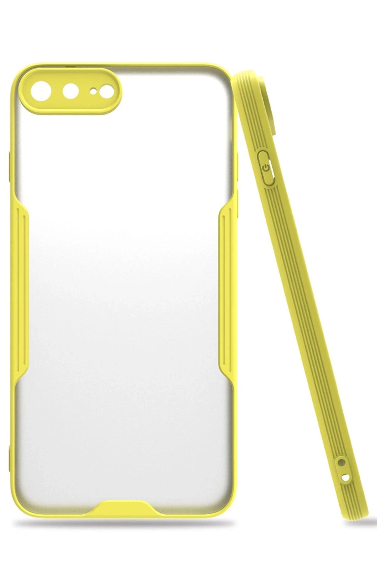 NewFace iPhone 7 Plus Kılıf Platin Silikon - Sarı BSTMY