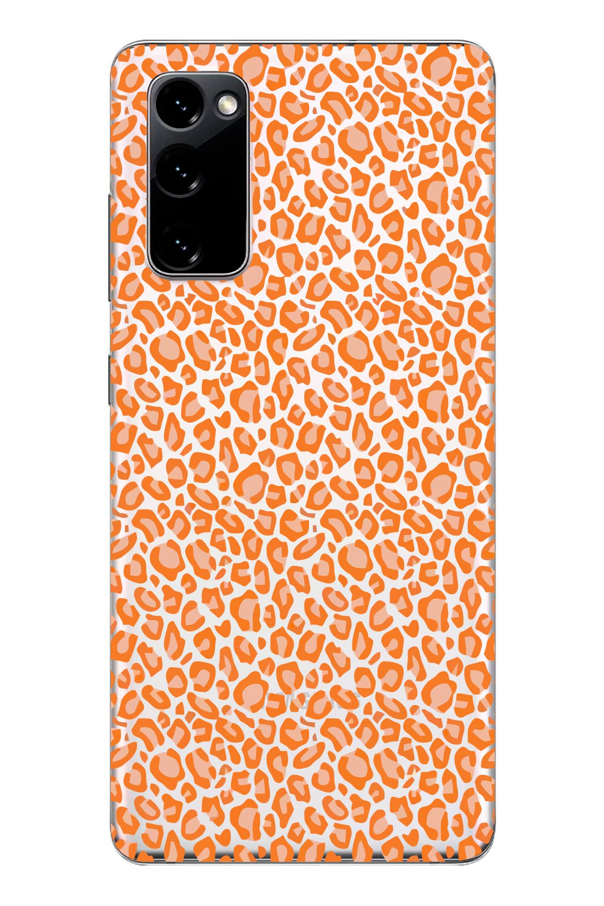 moonset Samsung Galaxy S20 FE Uyumlu Turuncu Leopar Tasarımlı Baskılı Şeffaf Telefon Kılıfı