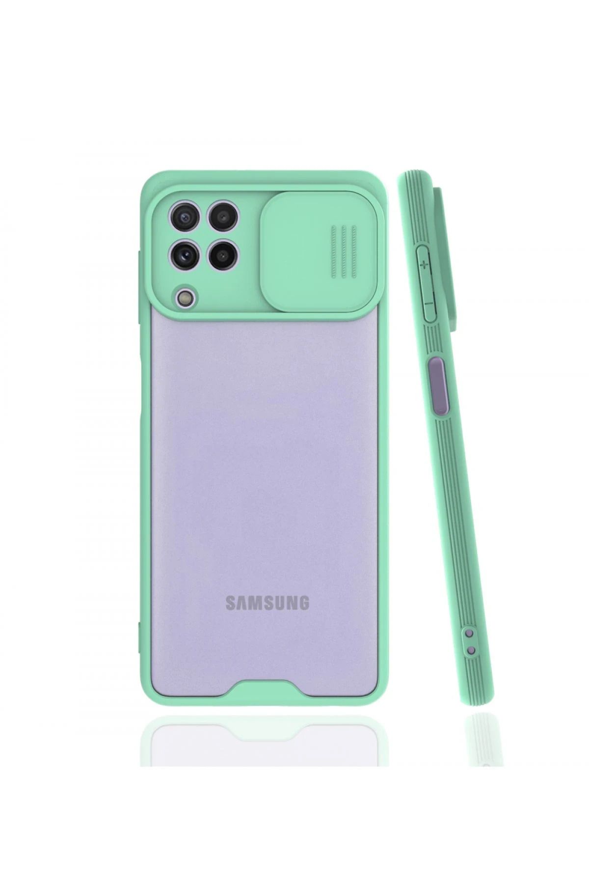 NewFace Samsung Galaxy A22 Kılıf Platin Kamera Koruma Silikon - Açık Yeşil BSTMY