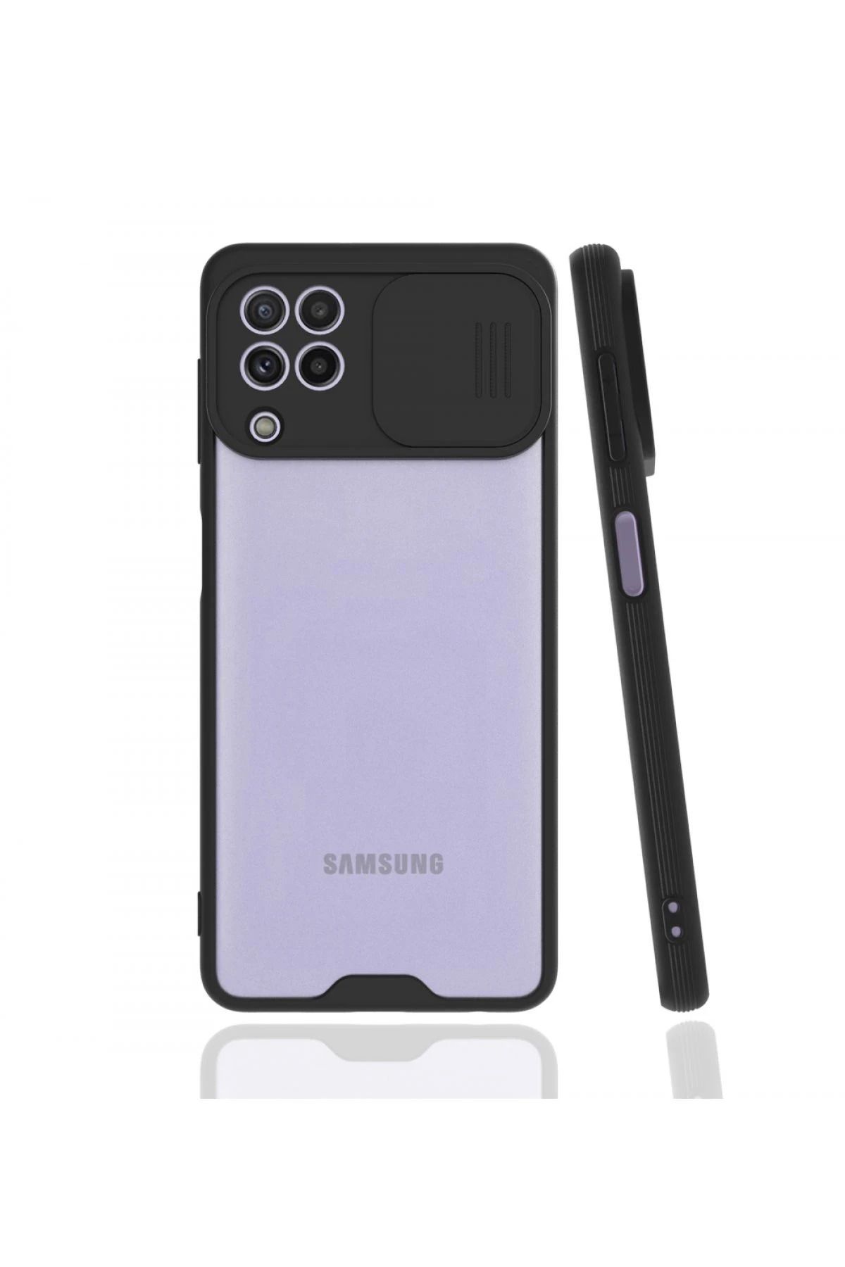 NewFace Samsung Galaxy A22 Kılıf Platin Kamera Koruma Silikon - Siyah BSTMY