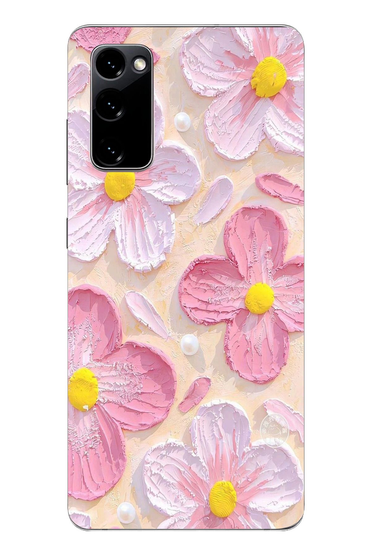 moonset Samsung Galaxy S20 FE Uyumlu Pastel Çiçek Tasarımlı Baskılı Şeffaf Telefon Kılıfı