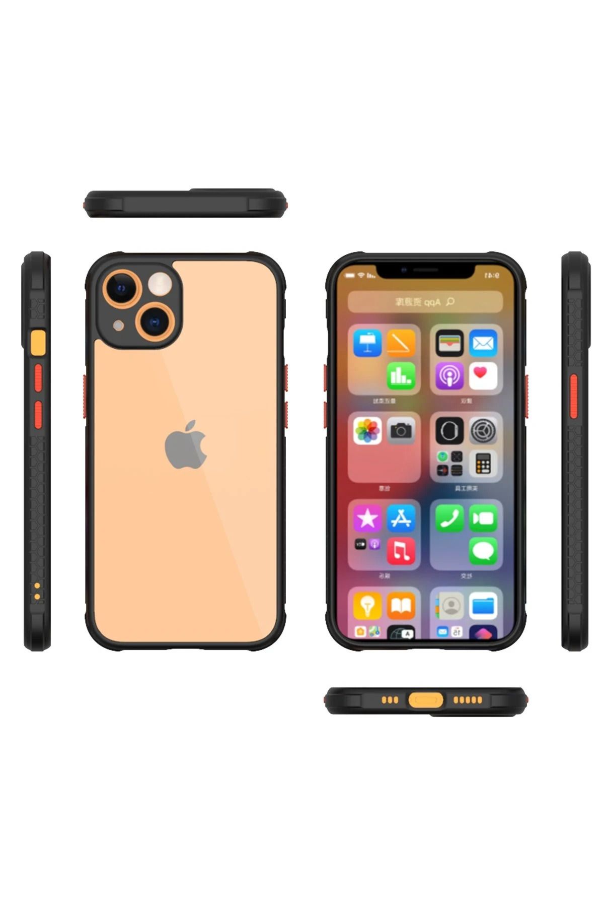NewFace iPhone 13 Mini Kılıf Miami Şeffaf Silikon - Siyah BSTMY