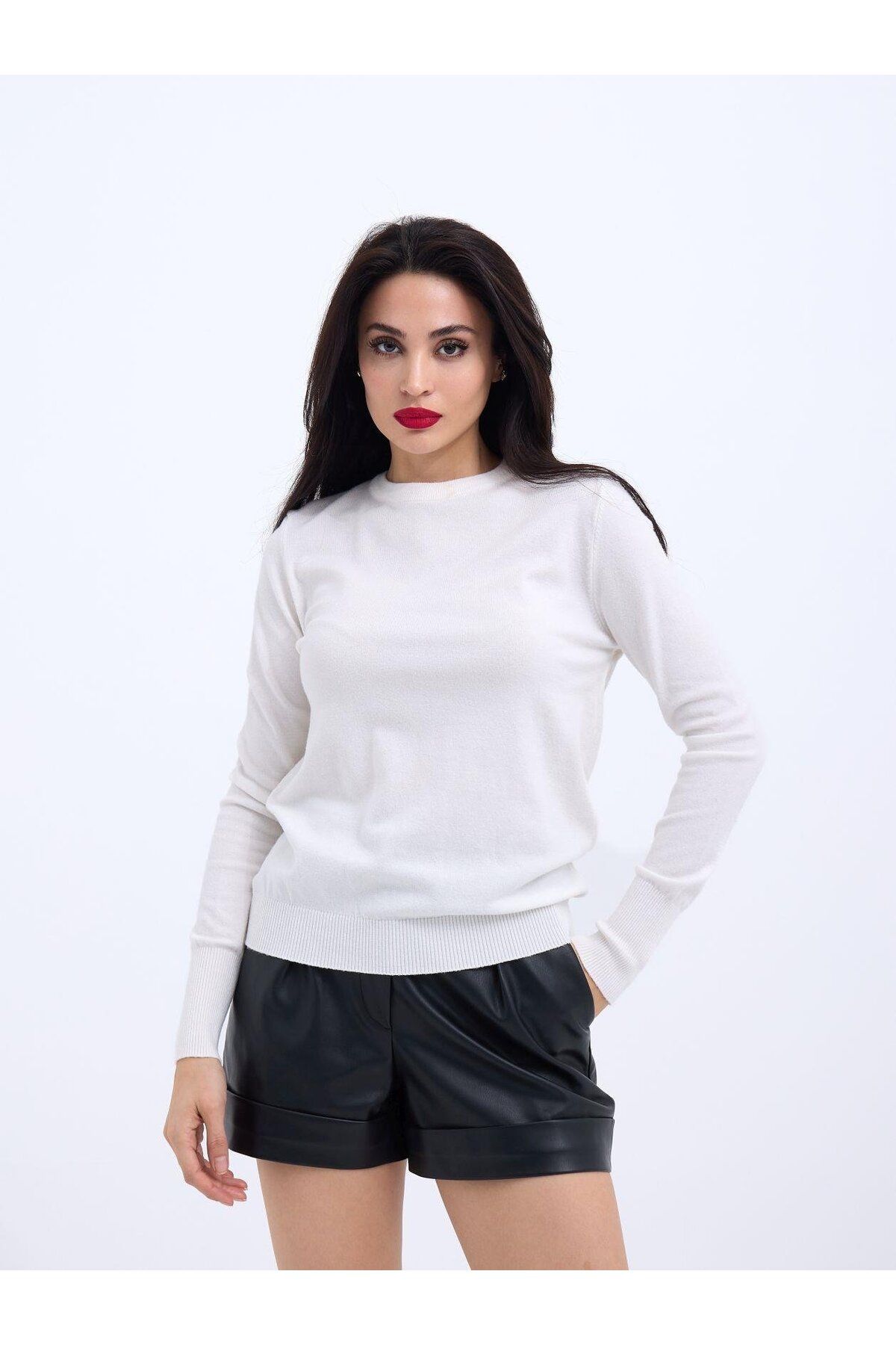 ARUZ MODA 42281 TRİKO SALAŞ KAZAK-EKRU