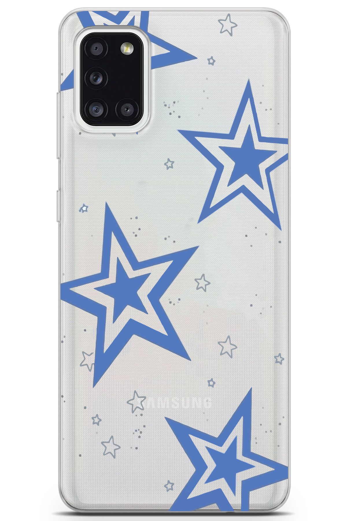 moonset Samsung Galaxy A31 Uyumlu Yıldız Tasarımlı Baskılı Şeffaf Telefon Kılıfı