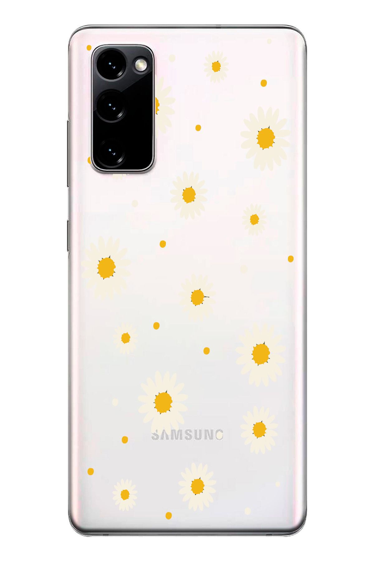 moonset Samsung Galaxy S20 FE Uyumlu Papatya Tasarımlı Baskılı Şeffaf Telefon Kılıfı