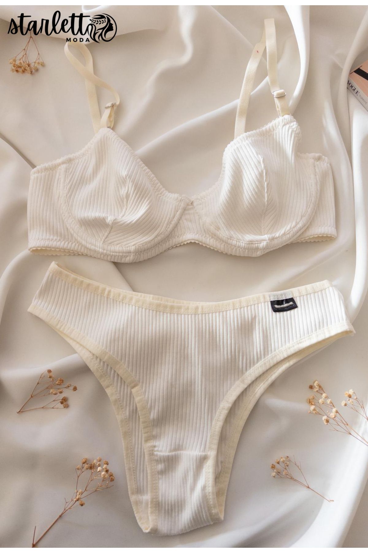 Starlett Moda Balenli Fitilli Kaşkorse Sütyen & Külot Takımı