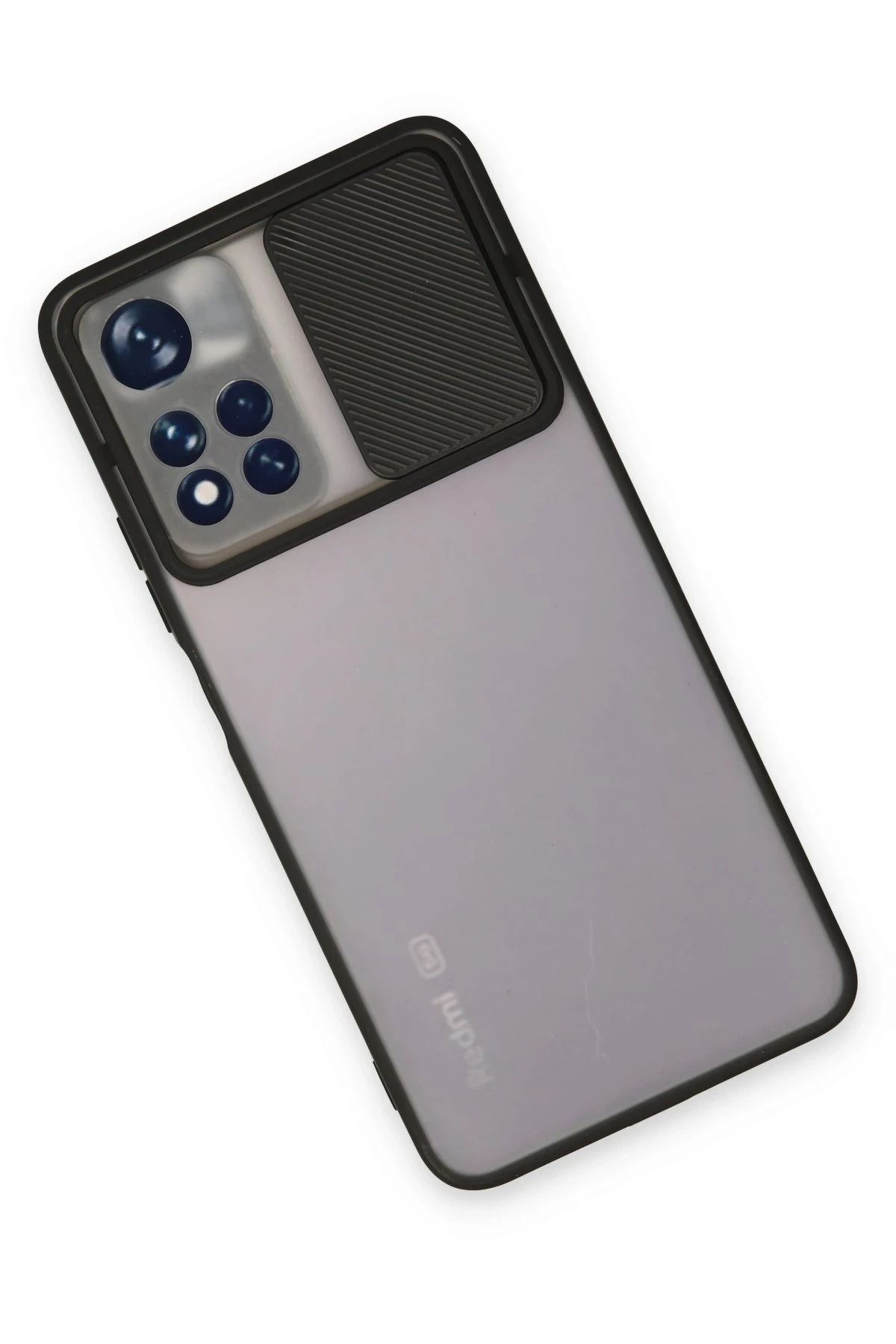 NewFace Xiaomi Redmi Note 11T Kılıf Palm Buzlu Kamera Sürgülü Silikon - Siyah BSTMY