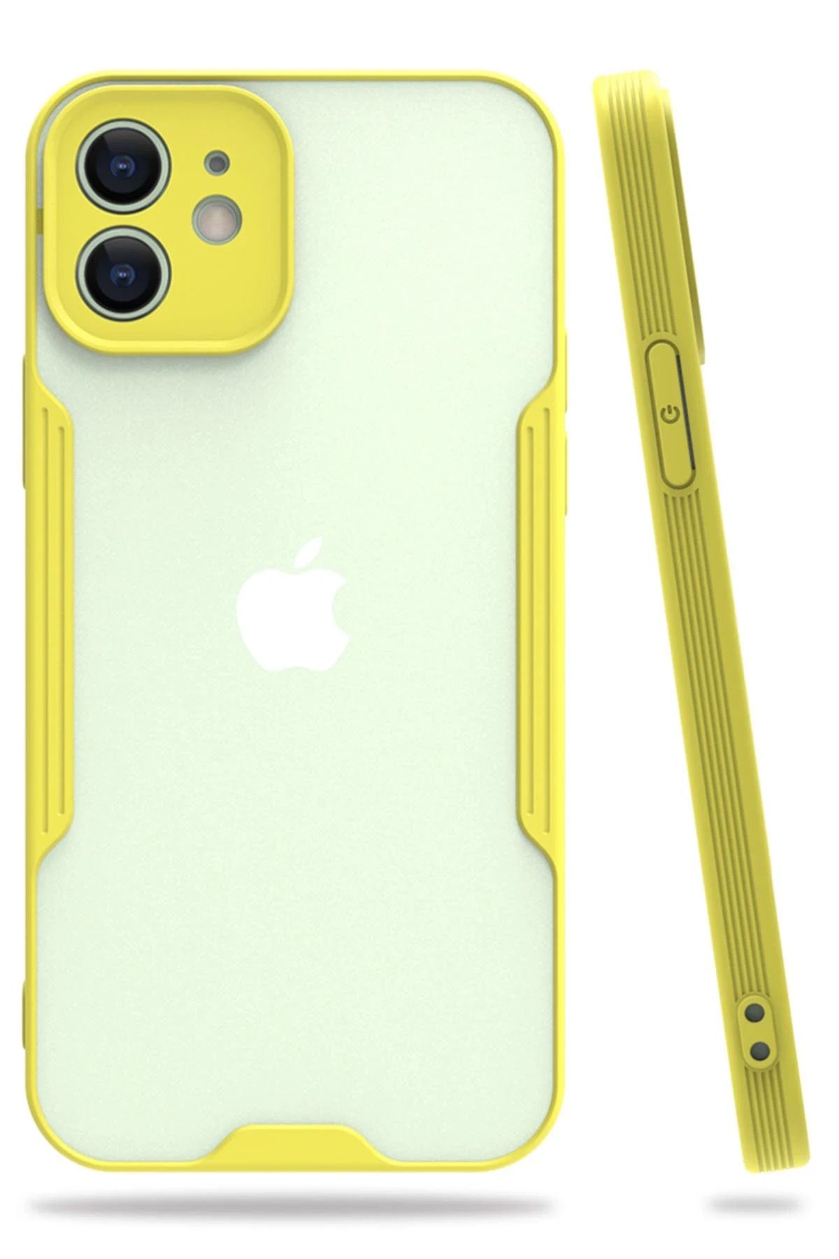 NewFace iPhone 12 Kılıf Platin Silikon - Sarı BSTMY