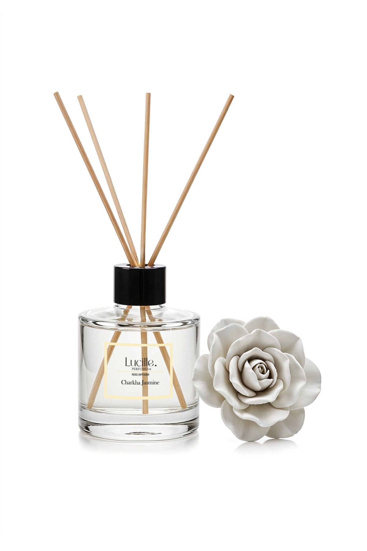 Lucille Esanslı Kalıcı Kokulu Charka Jasmin Aromalı Bambu Çubuklu Oda Kokusu-130 Ml Özel Kutusunda