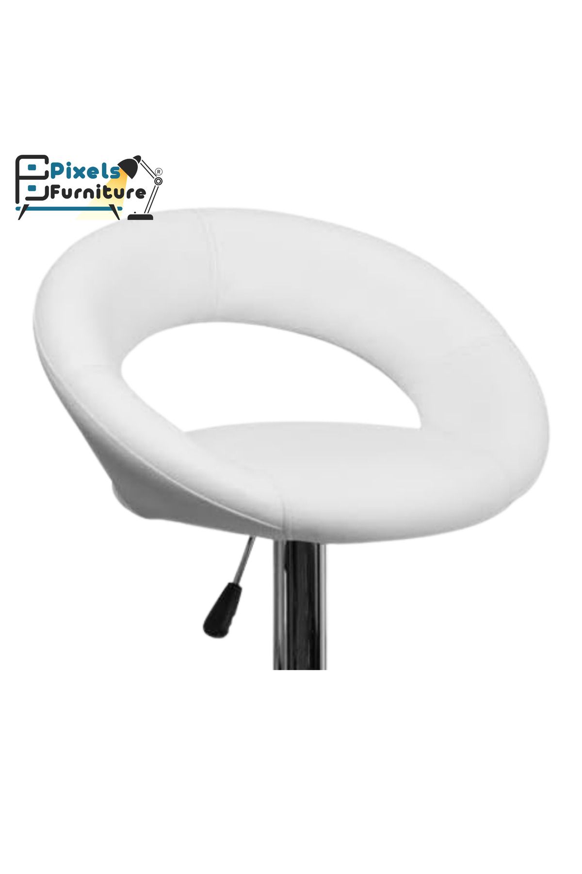 PixelsFurniture-Set of 2 Pixel Furniture Bar Stools Adjustable Modern Design Swivel Leather Backrest Footrest 4