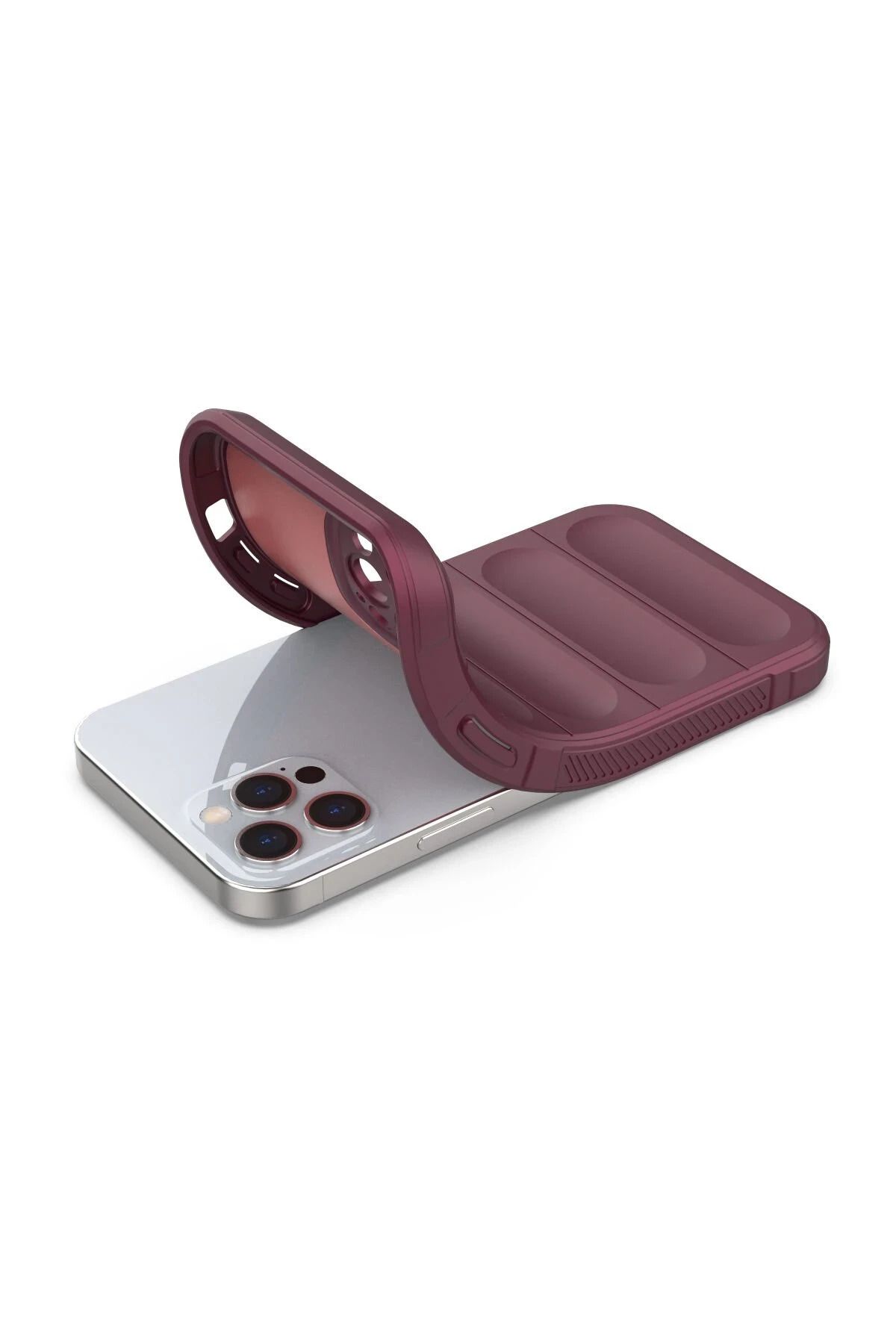 NewFace iPhone 12 Pro Uyumlu Kılıf Optimum Silikon - Bordo BSTMY