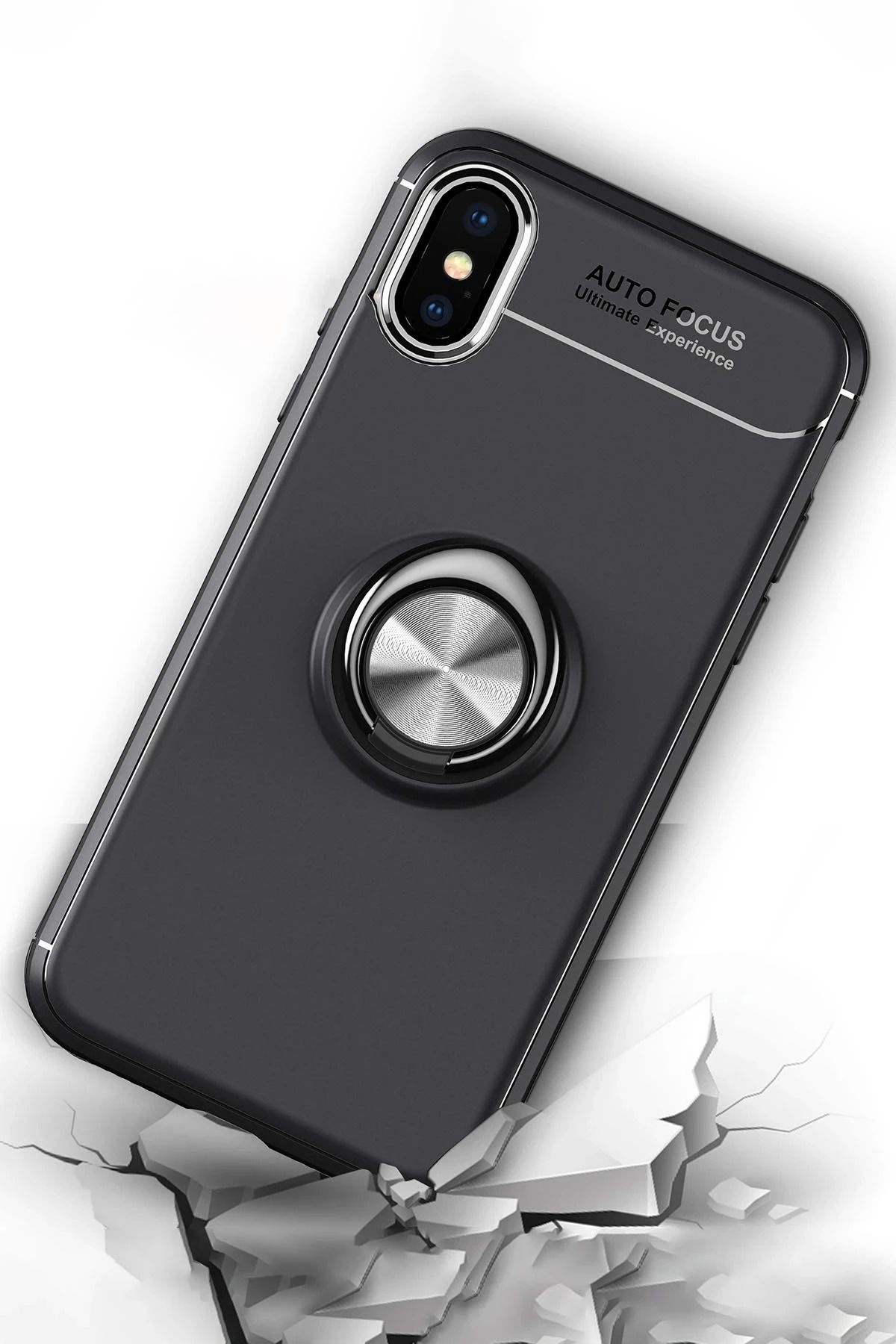 NewFace iPhone XS Kılıf Range Yüzüklü Silikon - Kırmızı BSTMY