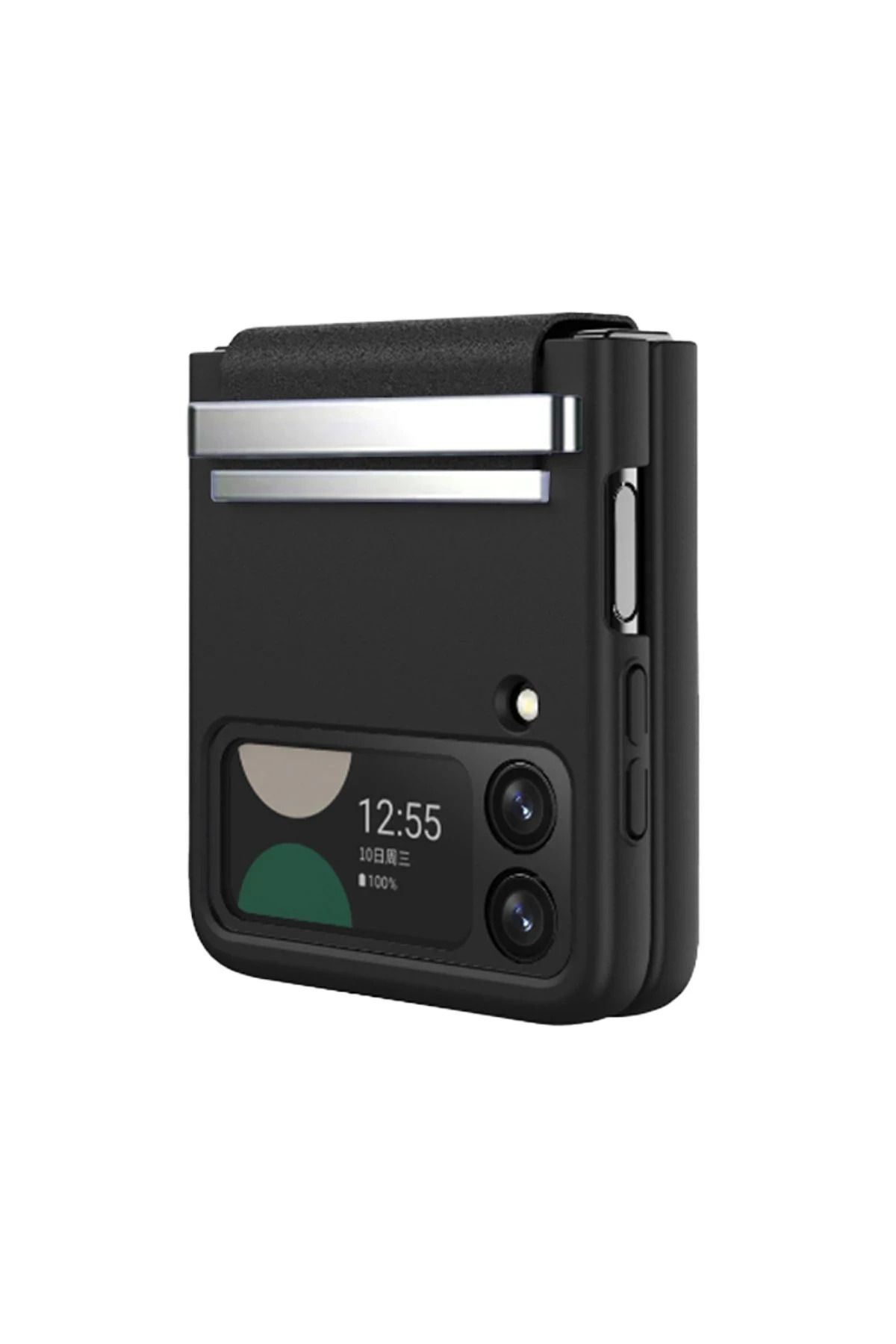NewFace Samsung Galaxy Z Flip 3 Kılıf Belt Flip Kapak - Siyah BSTMY