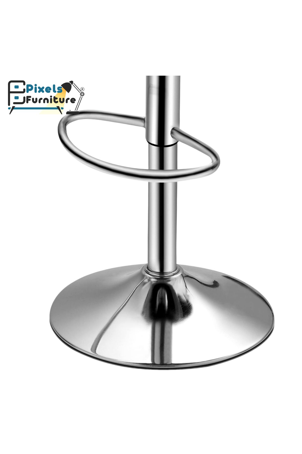PixelsFurniture-Set of 2 Pixel Furniture Bar Stools Adjustable Modern Design Swivel Leather Backrest Footrest 6
