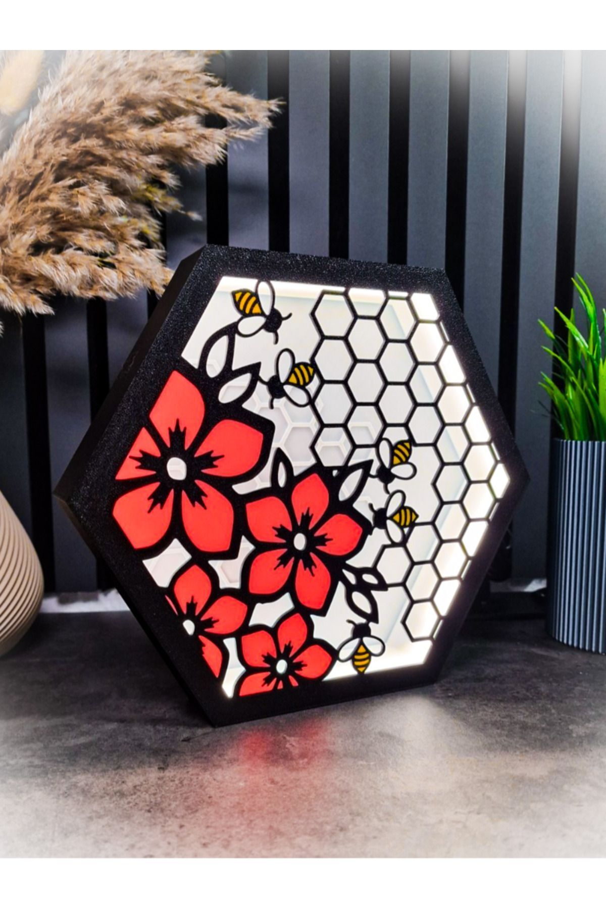 ER3DEM Kızıl Çiçek LED Light Box – Şık ve Aydınlatmalı Tasarımlar