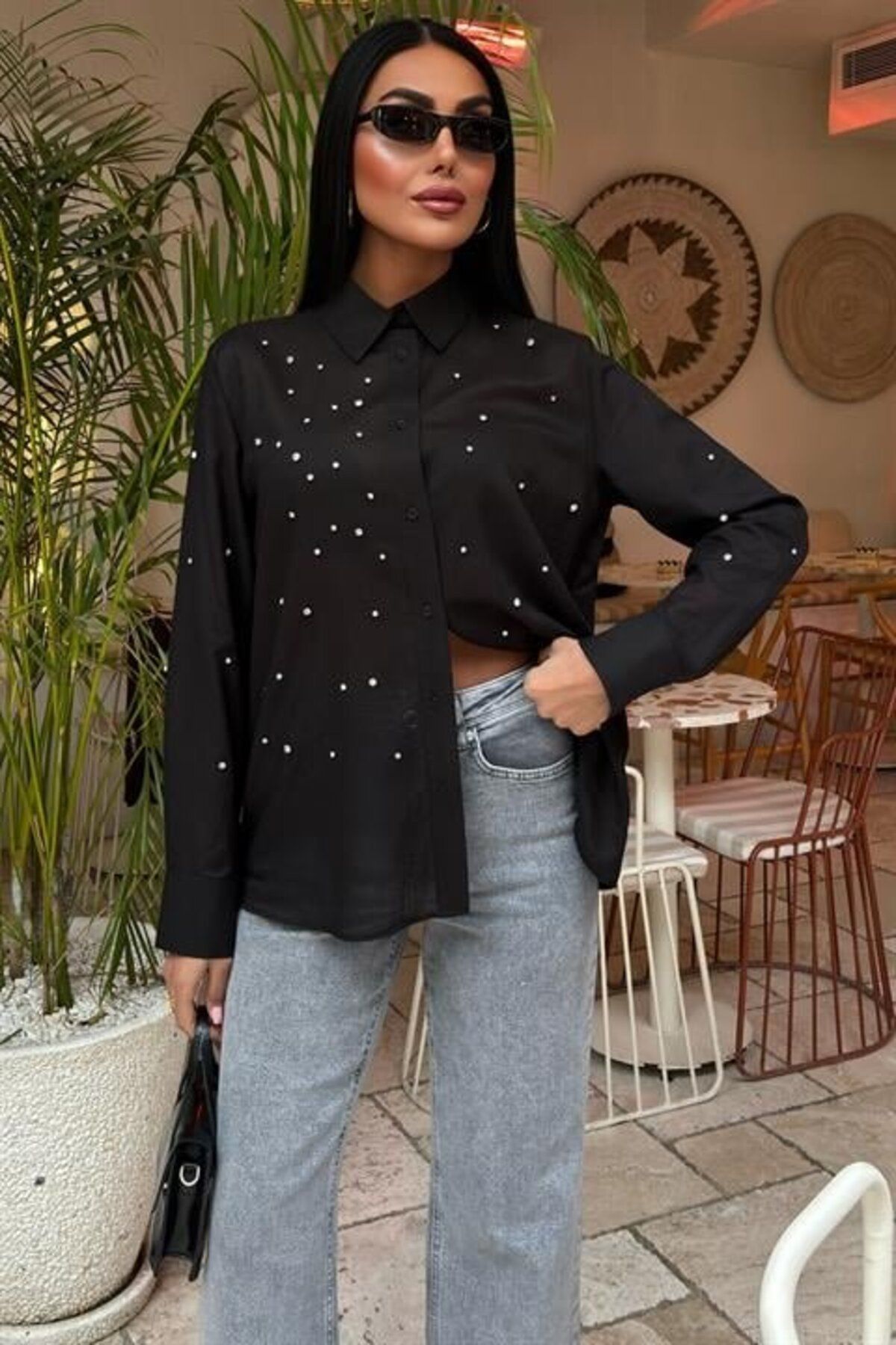 ARUZ MODA Taş Çakımlı Vual Gömlek 3443