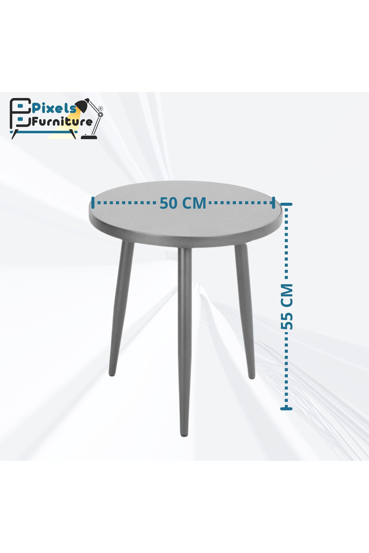 PixelsFurniture-Set of 2 Pixel Furniture Round Side Coffee Tables with Wood Top and Metal Ends 4