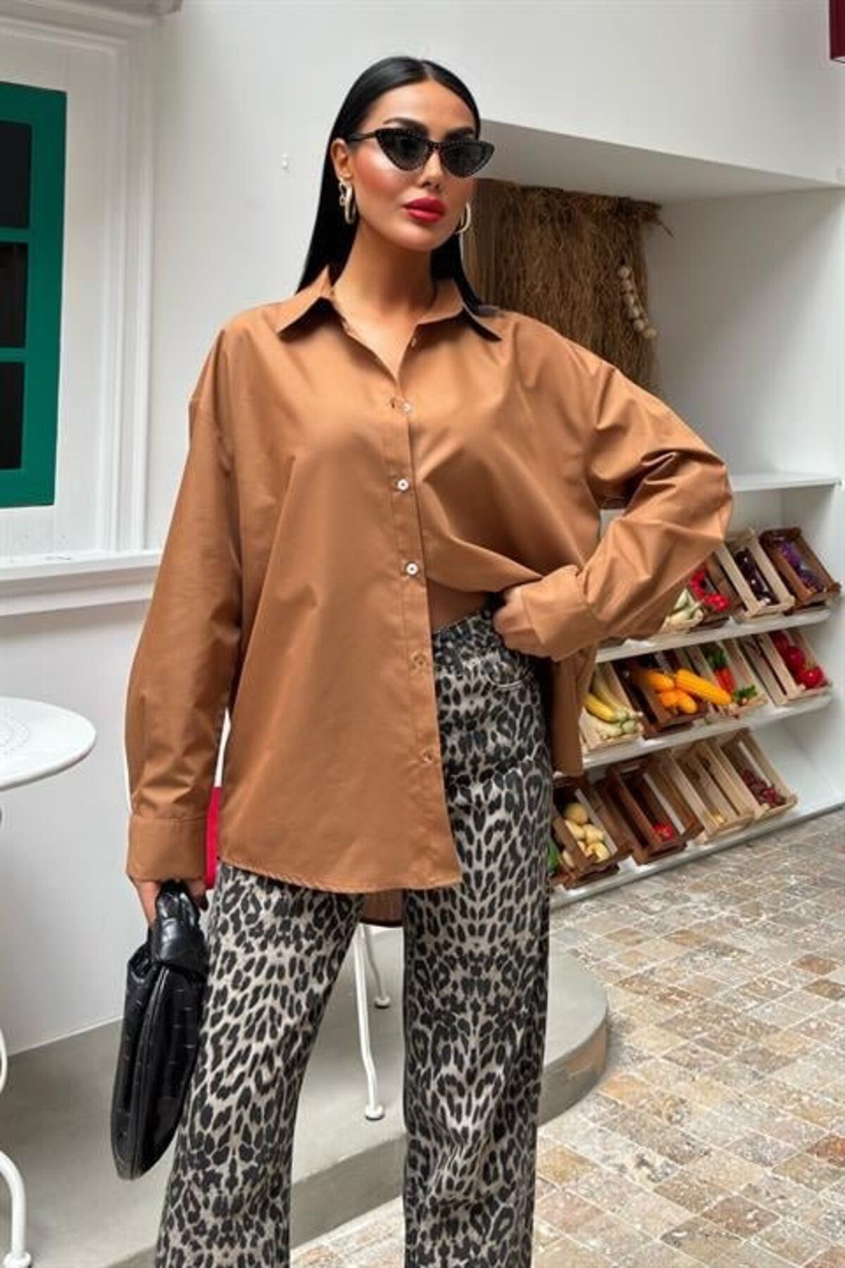 ARUZ MODA Klasik Oversize Poplin Gömlek 3421