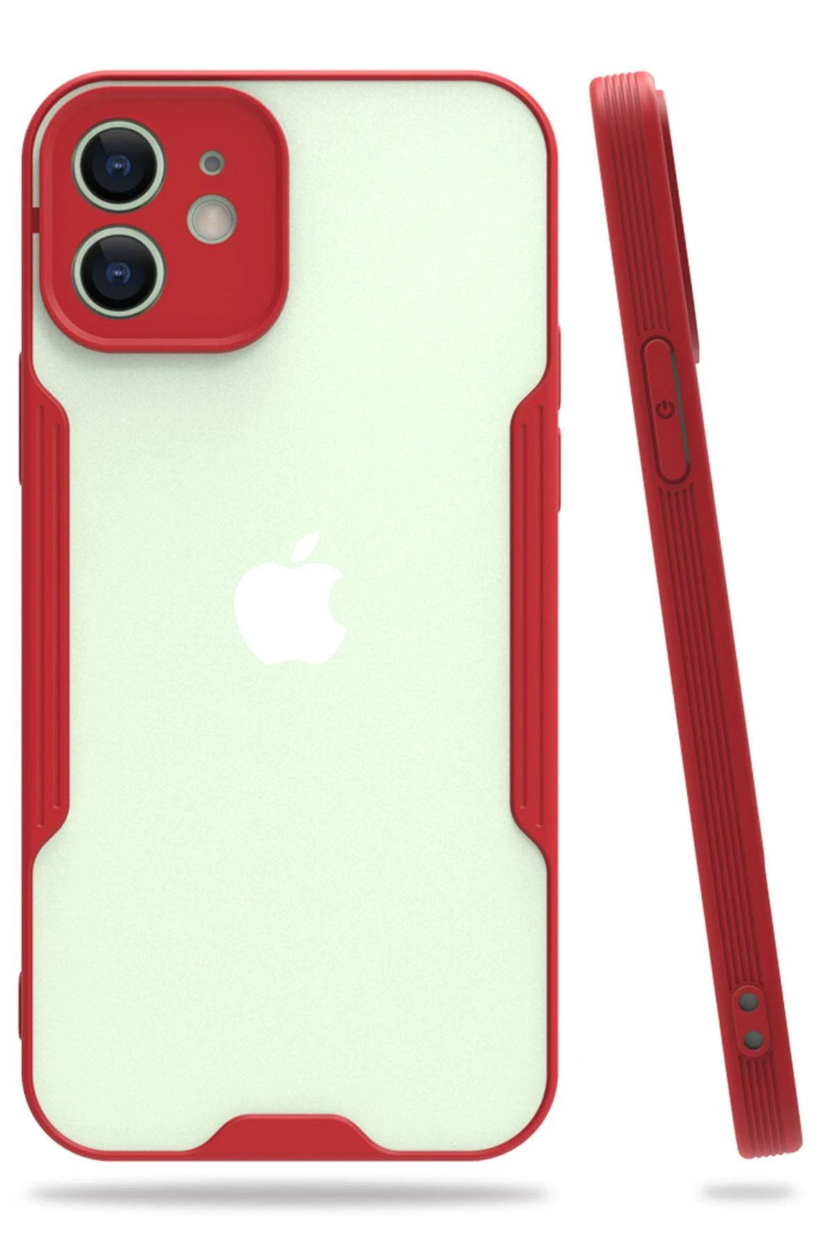 NewFace iPhone 12 Kılıf Platin Silikon - Kırmızı SVLRS