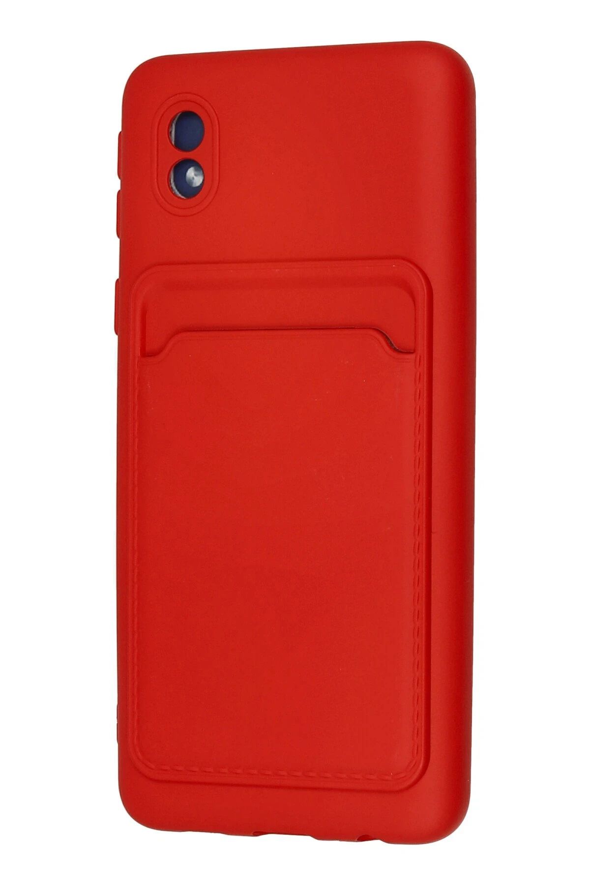 NewFace Samsung Galaxy A01 Core Kılıf Kelvin Kartvizitli Silikon - Kırmızı BSTMY