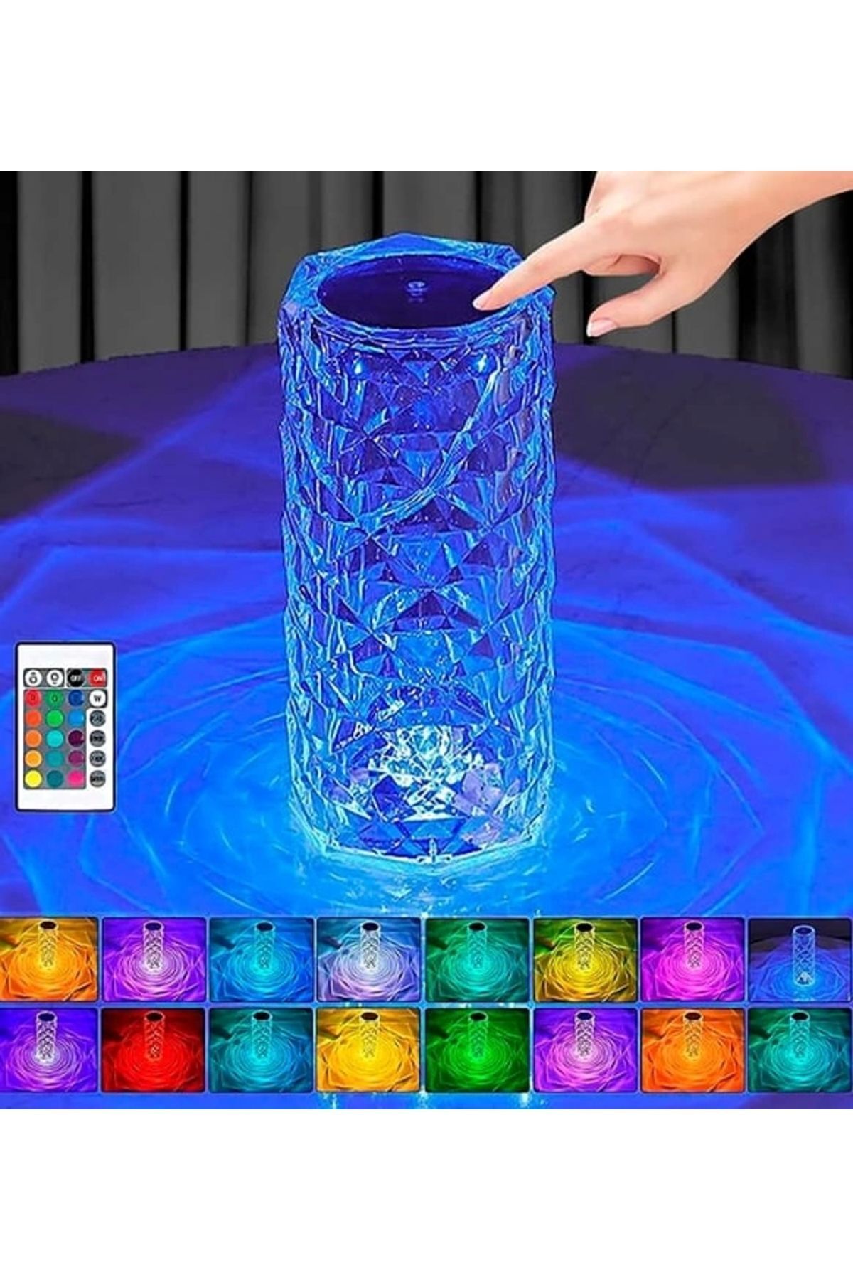 Arnas Toys 3D Elmas Kristal Şarjlı Dokunmatik Kumandalı Led Masa Lambası