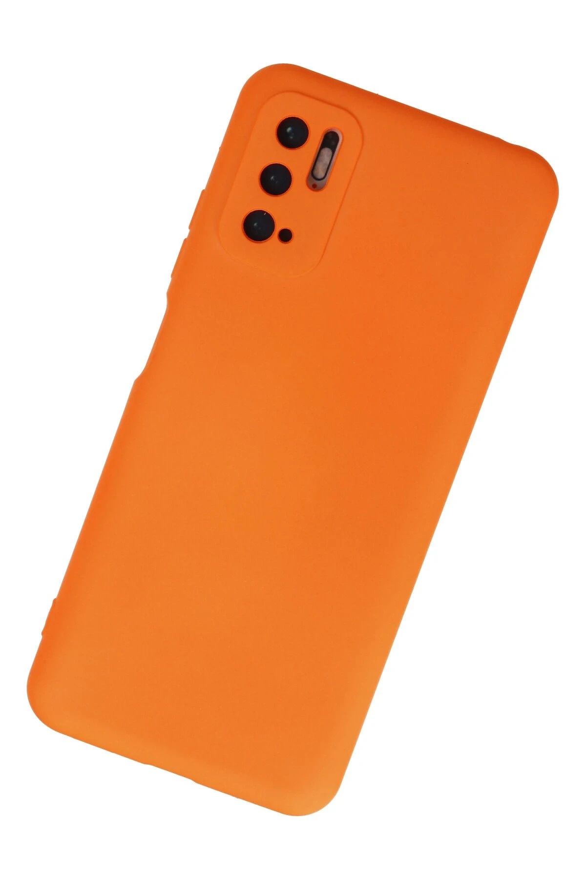 NewFace Xiaomi Redmi Note 10 5G Uyumlu Kılıf Nano içi Kadife Silikon - Turuncu BSTMY