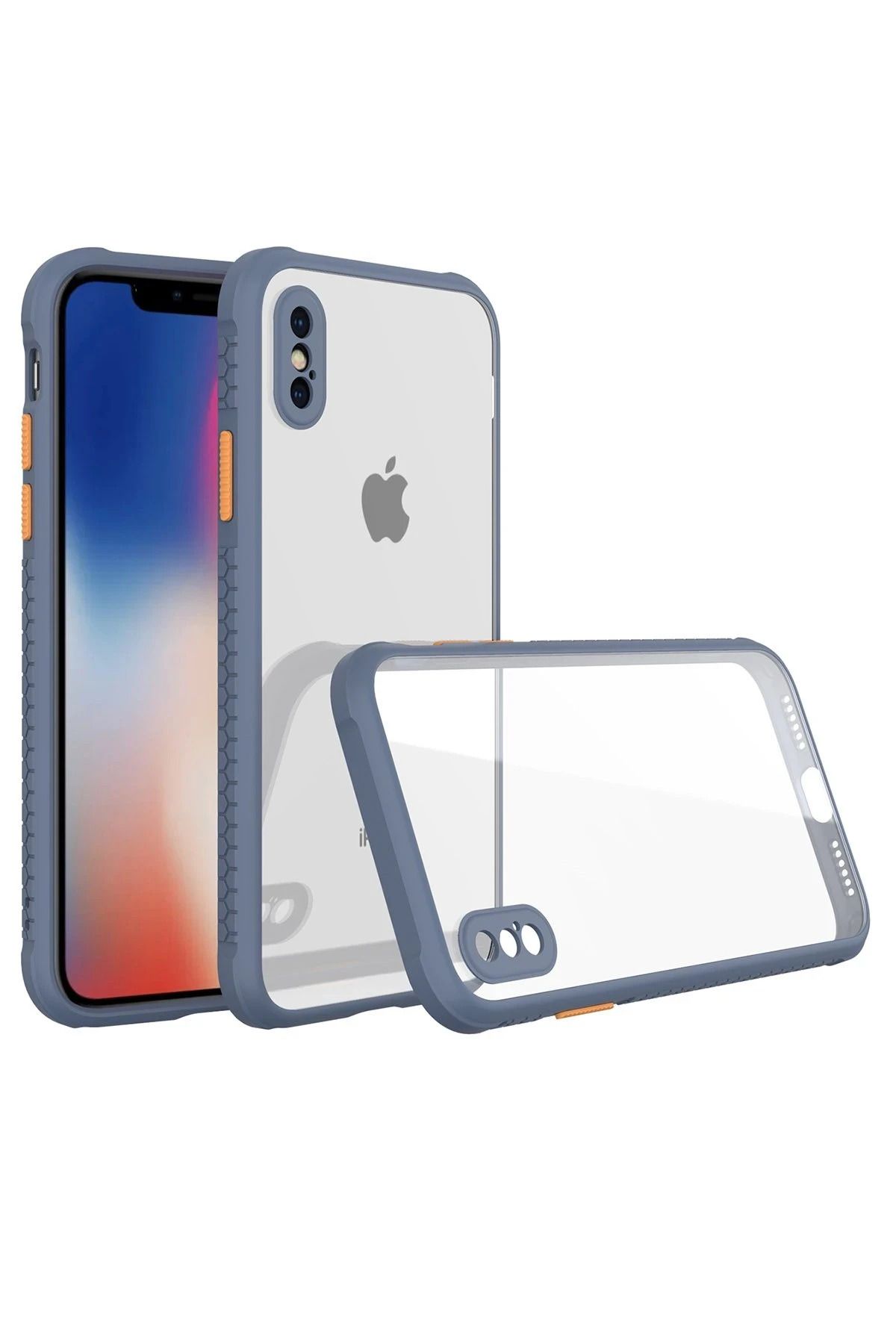 NewFace iPhone XS Max Kılıf Miami Şeffaf Silikon - Gri NRMSA