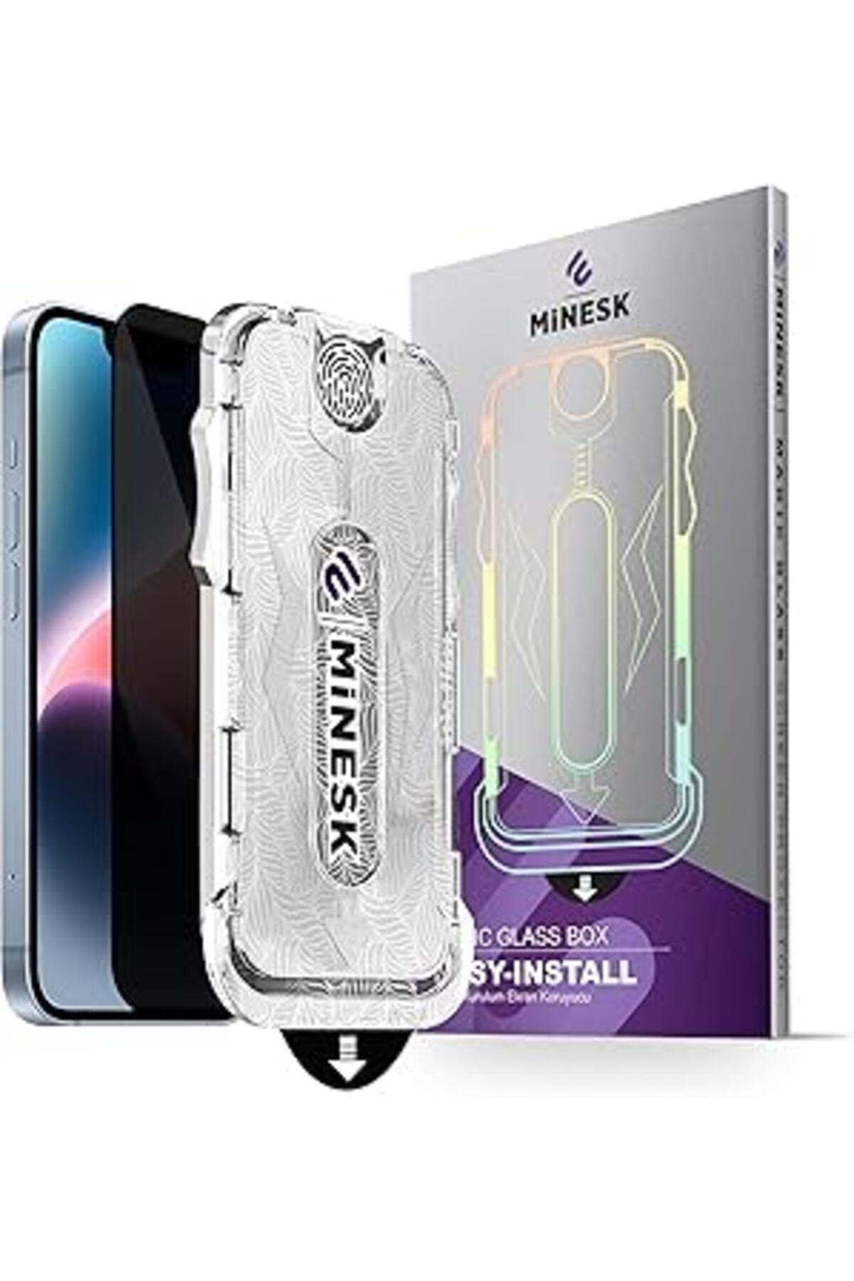 Pazarcan Minesk Iphone 13-13 Pro-14 Için Privacy Hayalet Gizlilik Filtreli Kolay Kurulum Ekran Koruyucu Toz