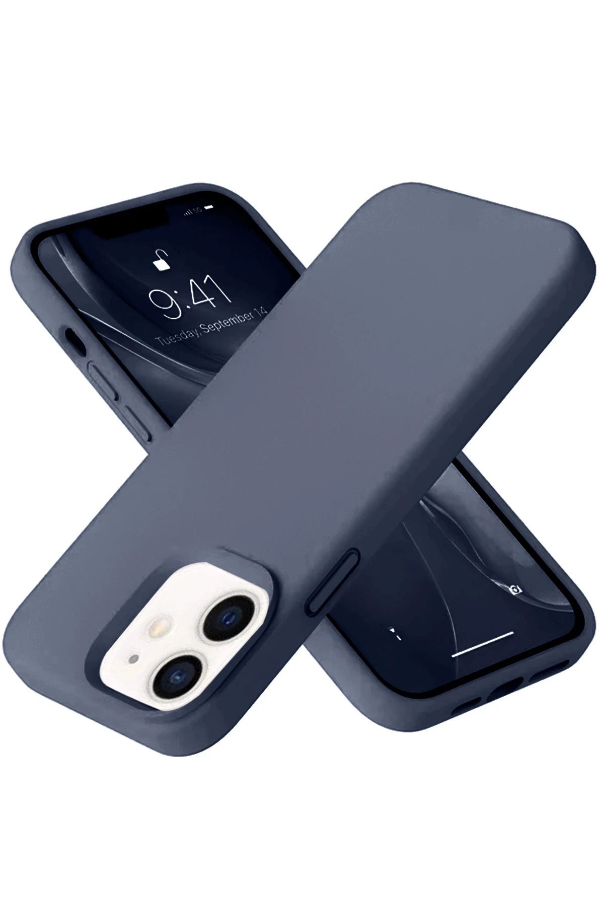 NewFace iPhone 12 Uyumlu Kılıf Nano içi Kadife Silikon - Lacivert BSTMY