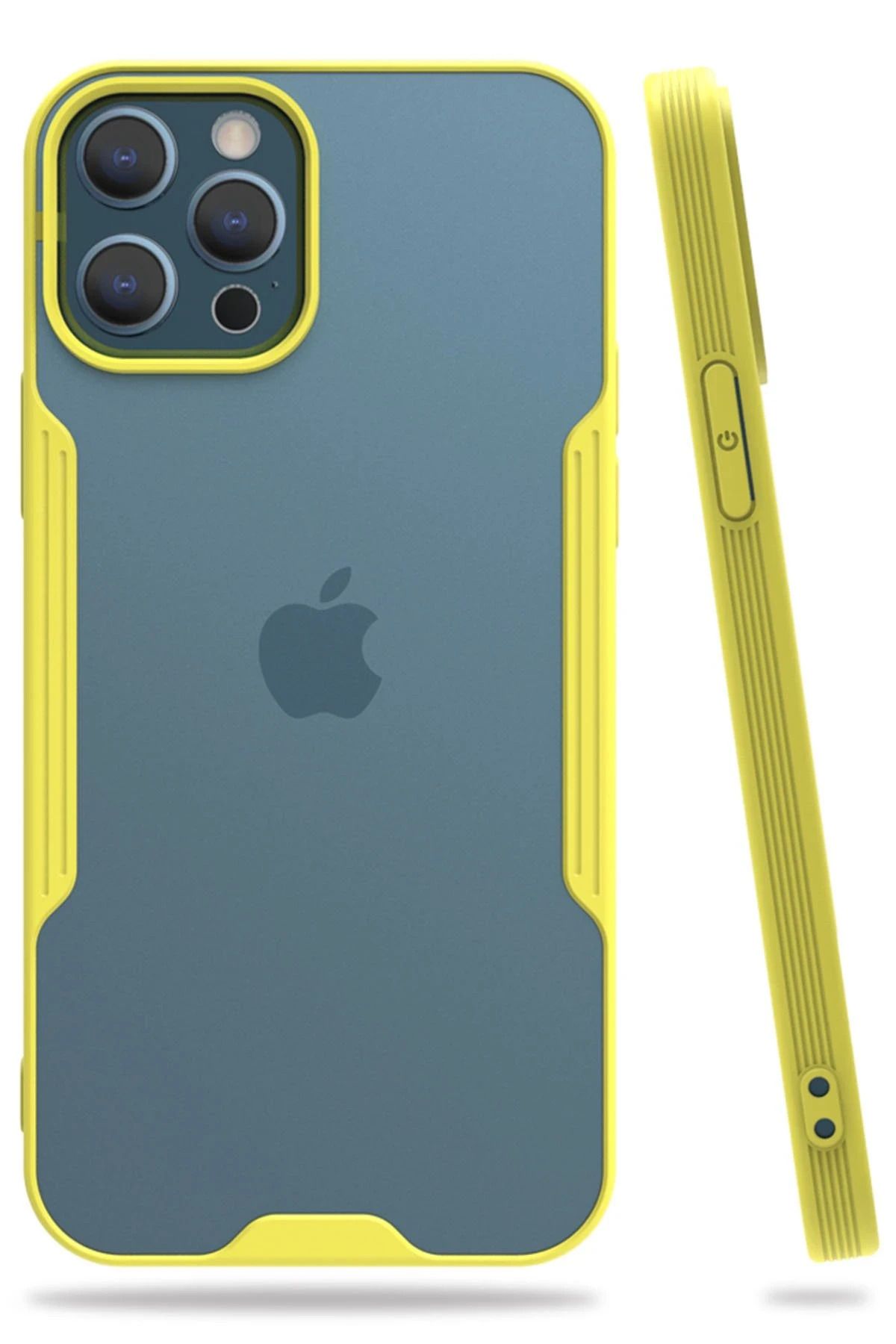 NewFace iPhone 12 Pro Max Kılıf Platin Silikon - Sarı BSTMY