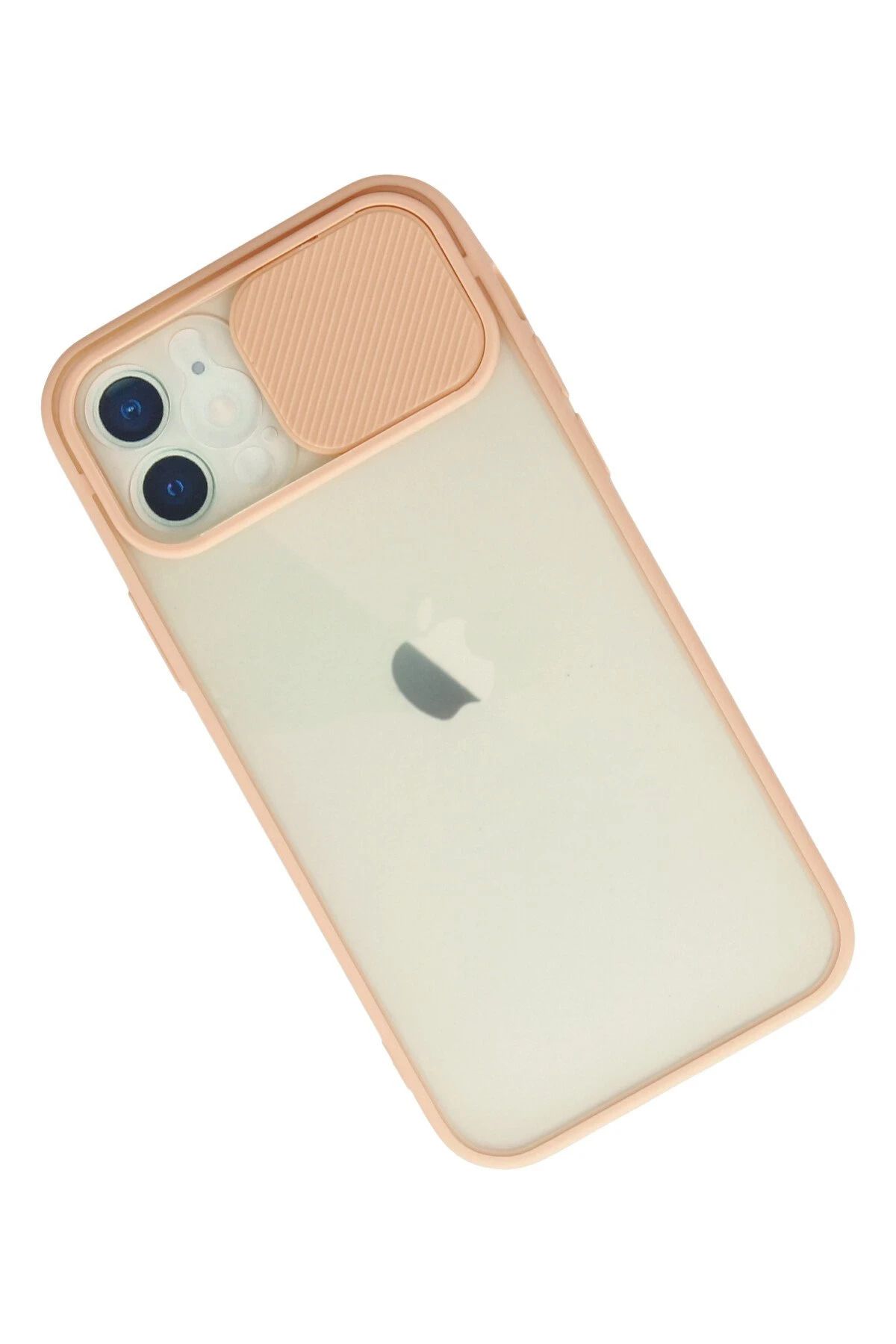 NewFace iPhone 12 Kılıf Palm Buzlu Kamera Sürgülü Silikon - Pembe SVLRS