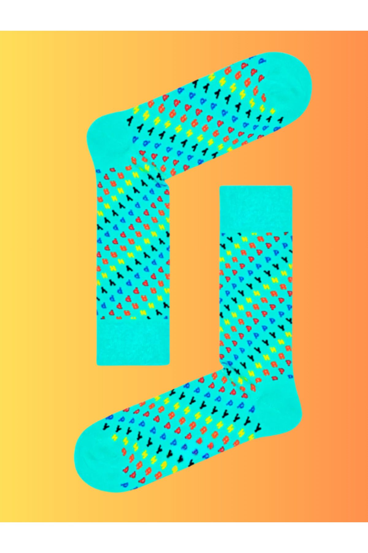 Shuttle Park Özel Seri Happy Renkli Yazılı Desenli Socks Eğlenceli Rahat Tasarım Tarz Soket Dikişsiz Çoraplar