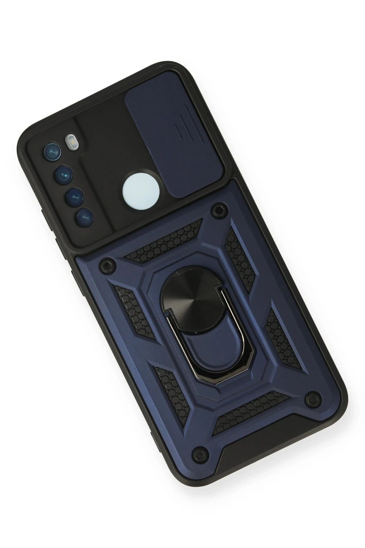 NewFace Xiaomi Redmi Note 8 Kılıf Pars Lens Yüzüklü Silikon - Lacivert WLZOR