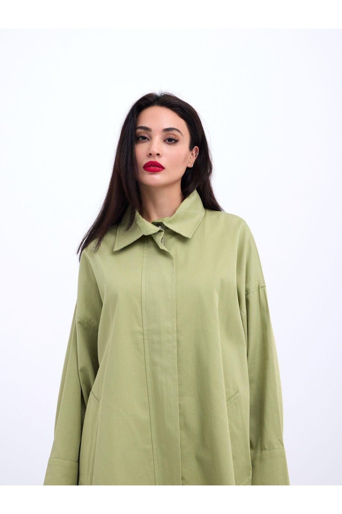 ARUZ MODA 5693 TRENÇKOT-YEŞİL