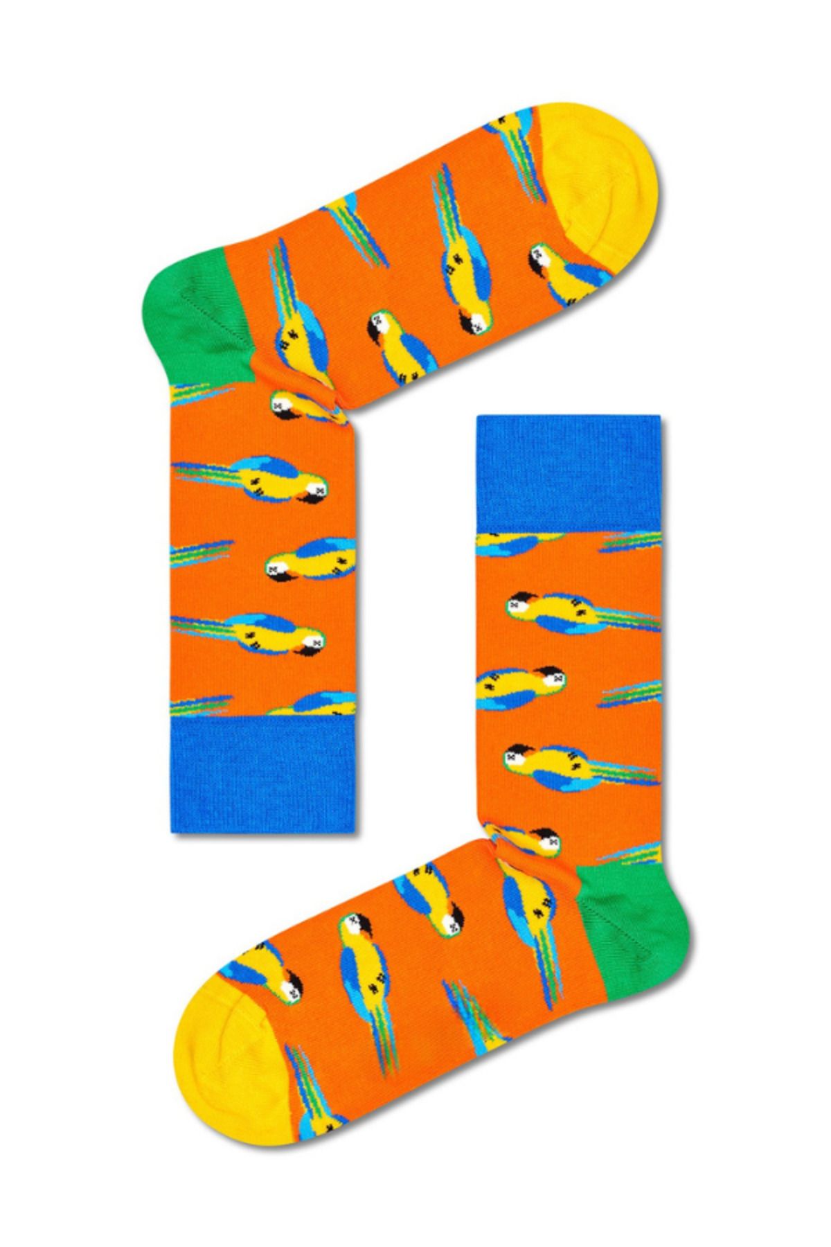 Shuttle Park Özel Seri Happy Renkli Papağan Desenli Socks Eğlenceli Rahat Tasarım Tarz Soket Dikişsiz Çoraplar