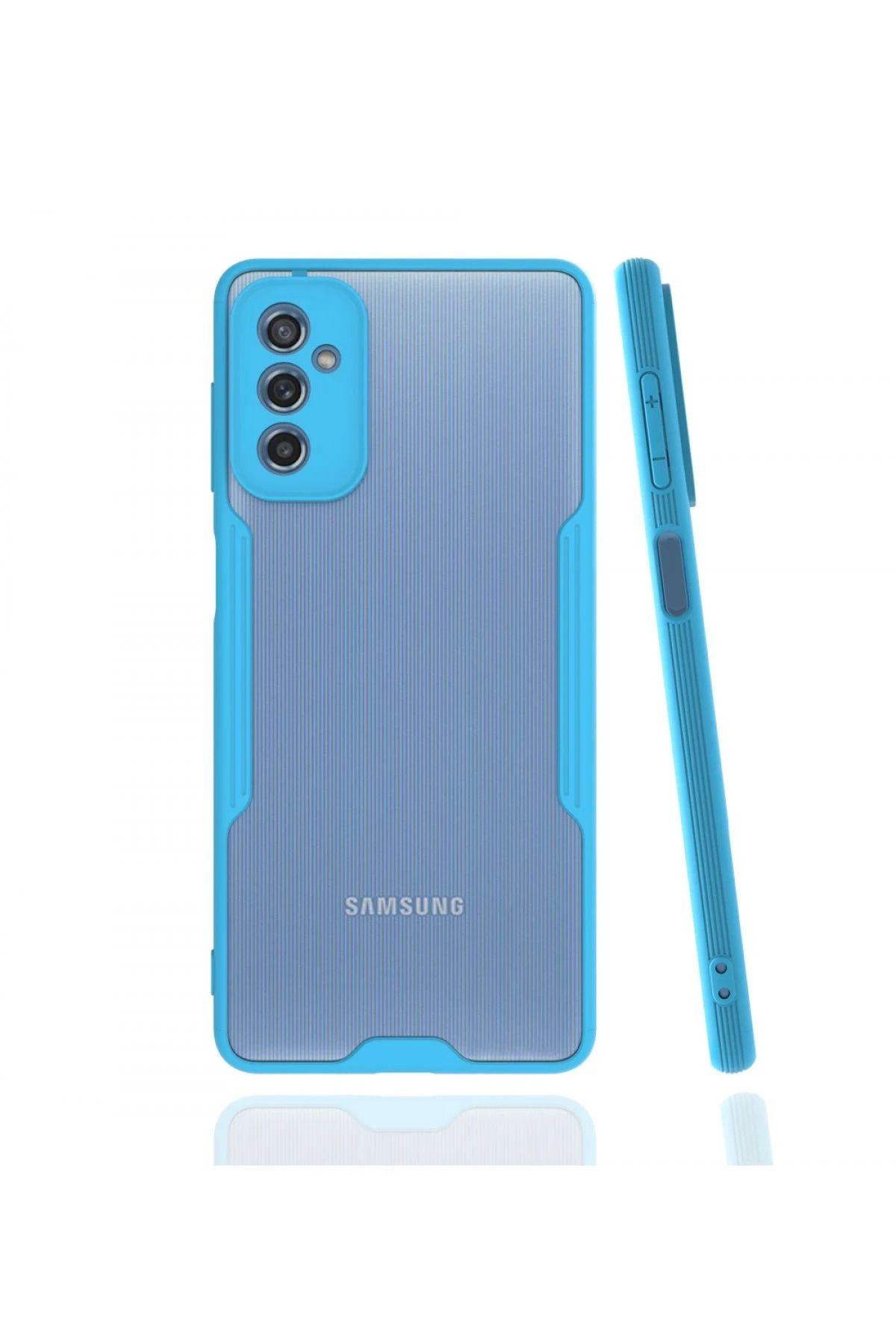 NewFace Samsung Galaxy M52 5G Kılıf Platin Silikon - Mavi BSTMY