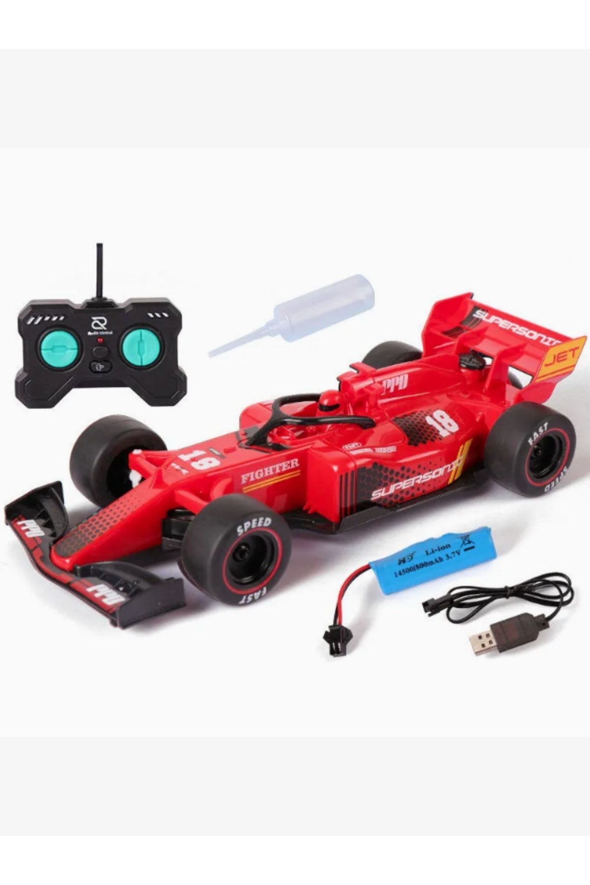 ÖZ OFİS Full Fonksiyon Uzaktan Kumandalı F1 Yarış Arabası Duman Atan 1/18 Ölçek Şarj Edilebilir
