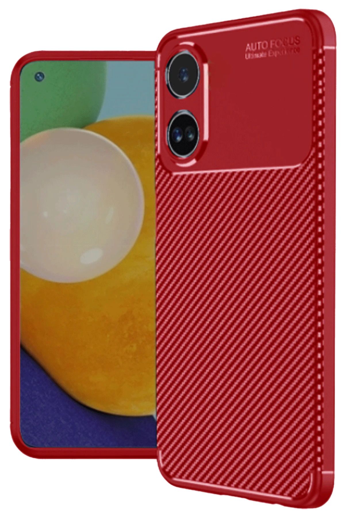 NewFace A38 Kılıf Auto Focus Karbon Kapak - Kırmızı SVLRS