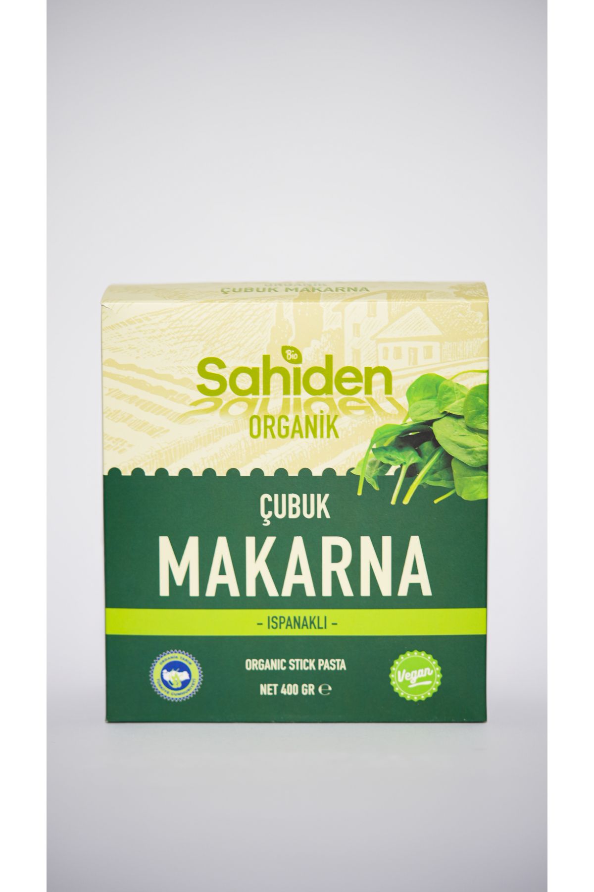SAHİDEN ORGANİK Organik Çubuk Makarna Vegan Ispanaklı - 400 gr