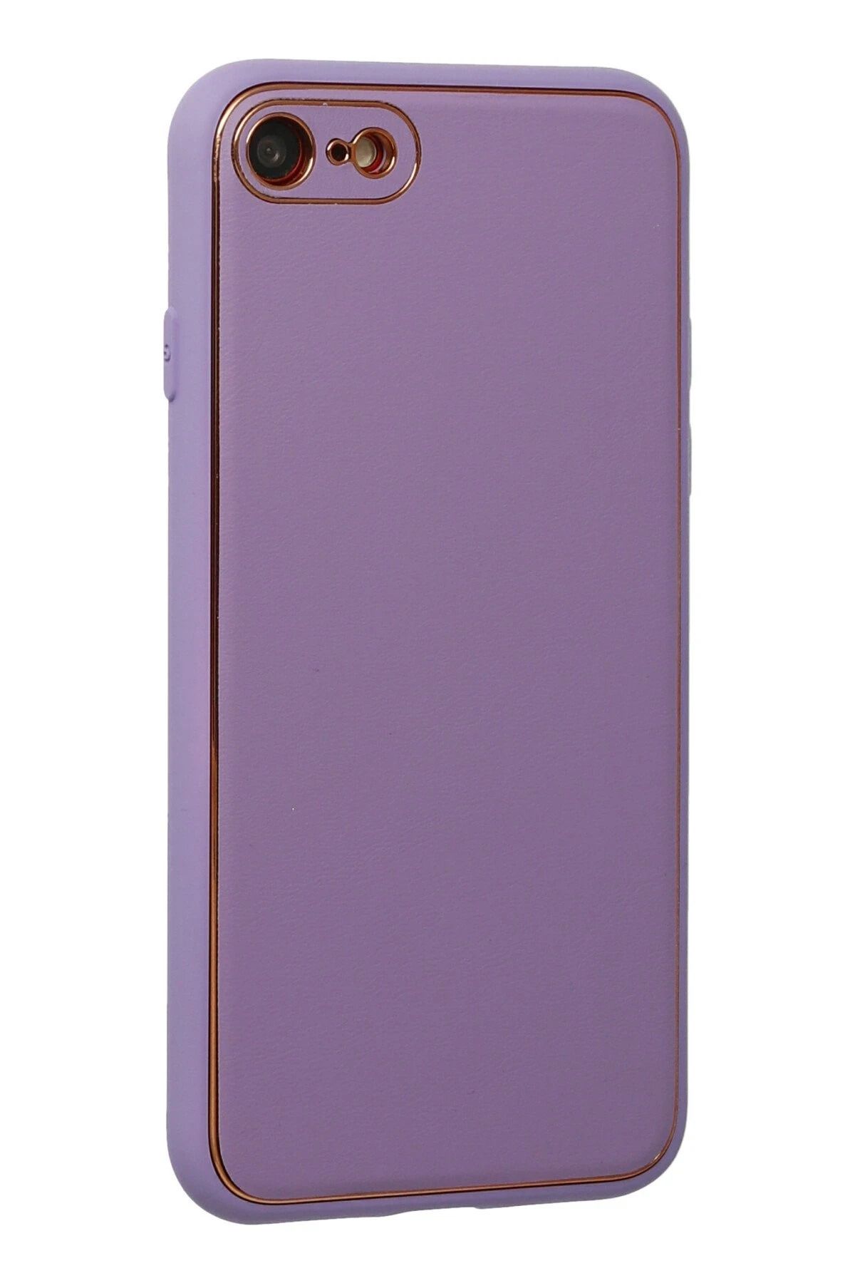 NewFace iPhone 7 Kılıf Coco Deri Silikon Kapak - Lila WLZOR