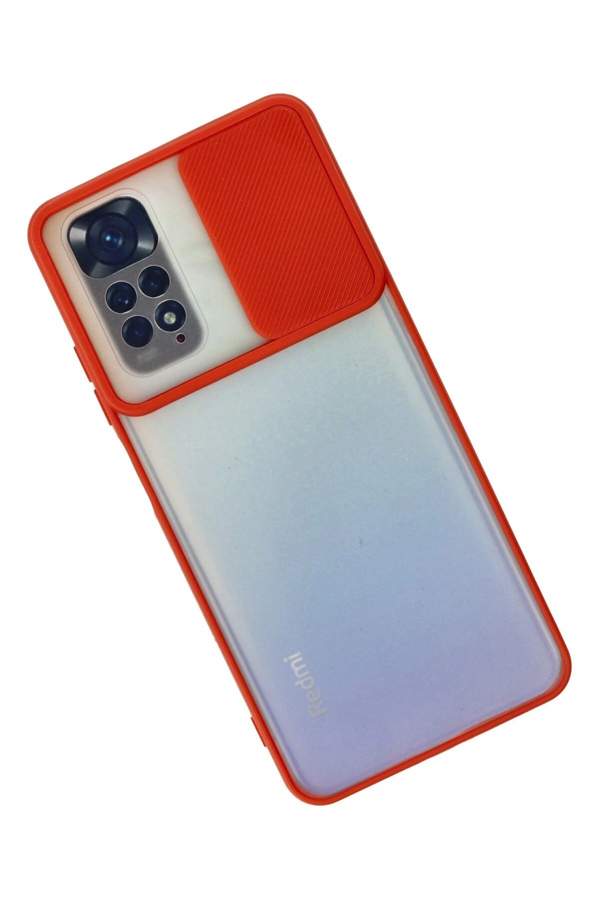 NewFace Xiaomi Redmi Note 11 Kılıf Palm Buzlu Kamera Sürgülü Silikon - Kırmızı NRMSA