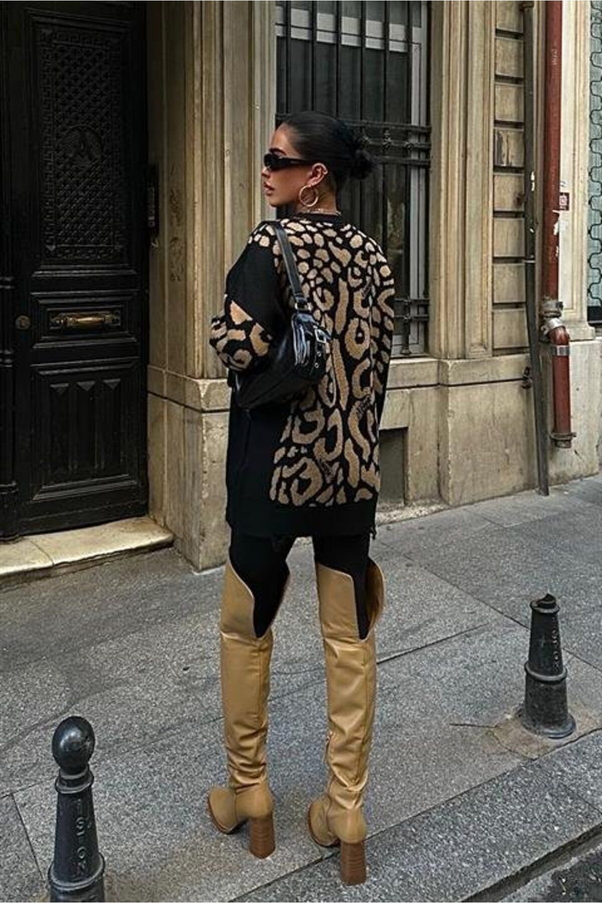ARUZ MODA Leopar Desenli Yırtık Detaylı Kazak 1344