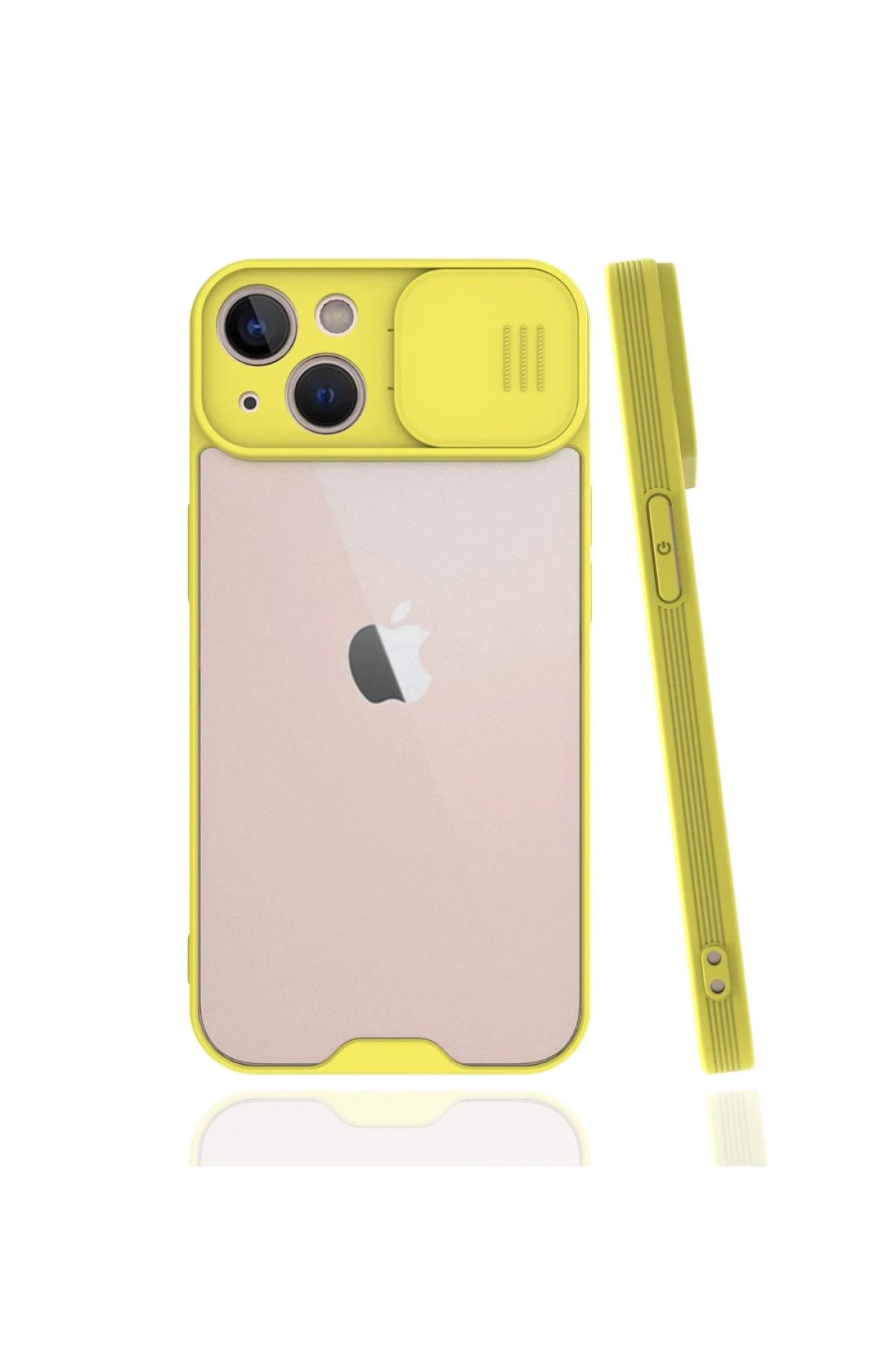 NewFace iPhone 13 Mini Kılıf Platin Kamera Koruma Silikon - Sarı BSTMY